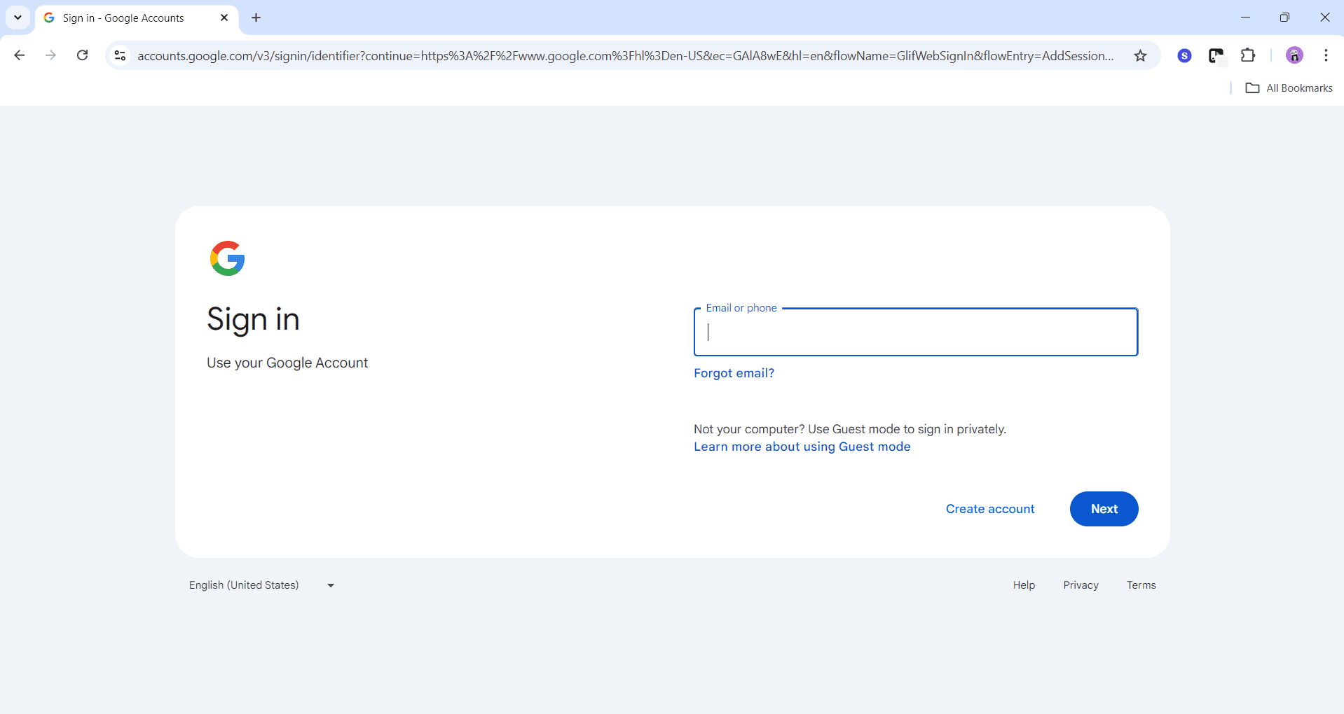 Enter new account credentials