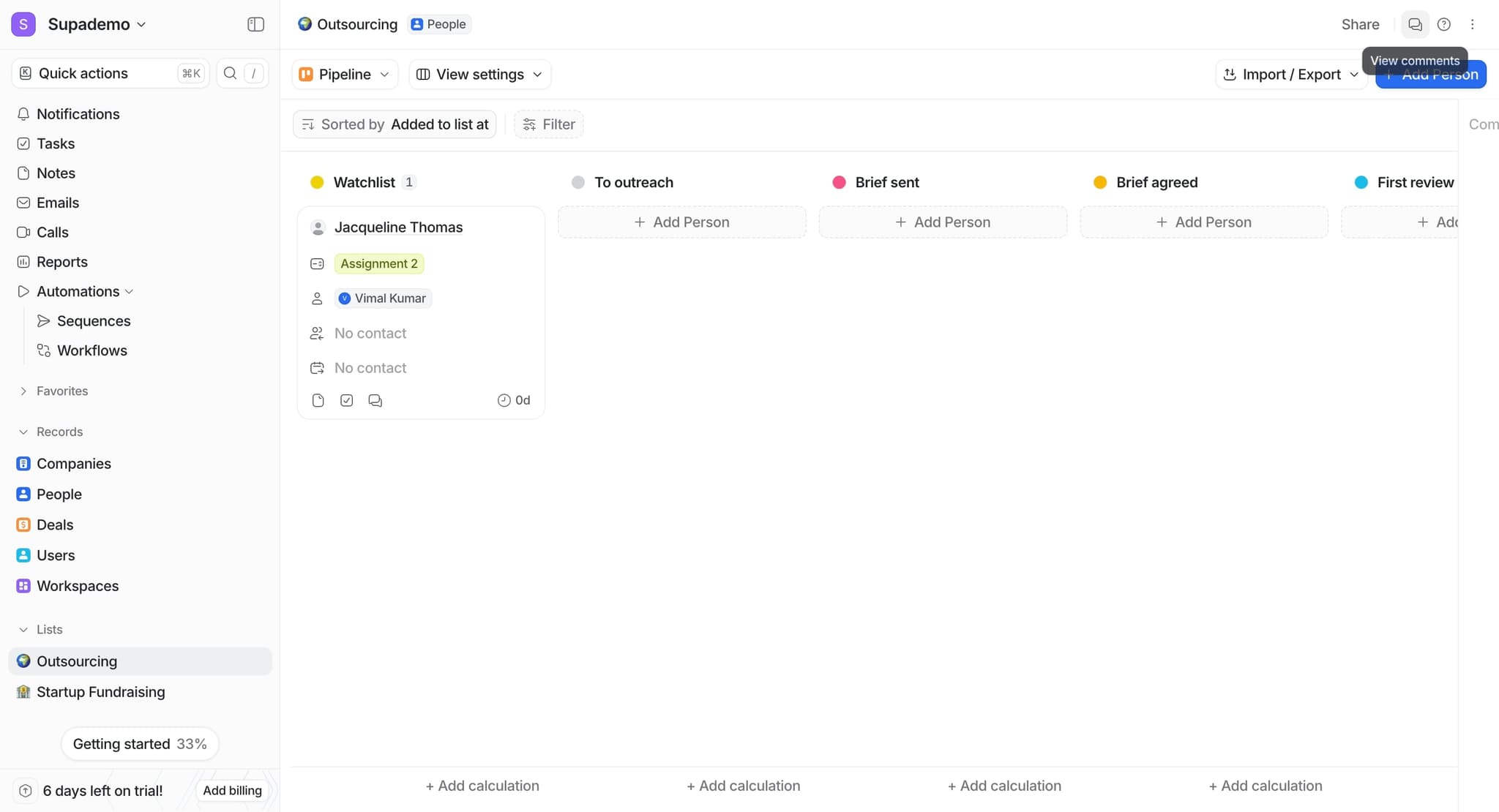 Access a shared record or project