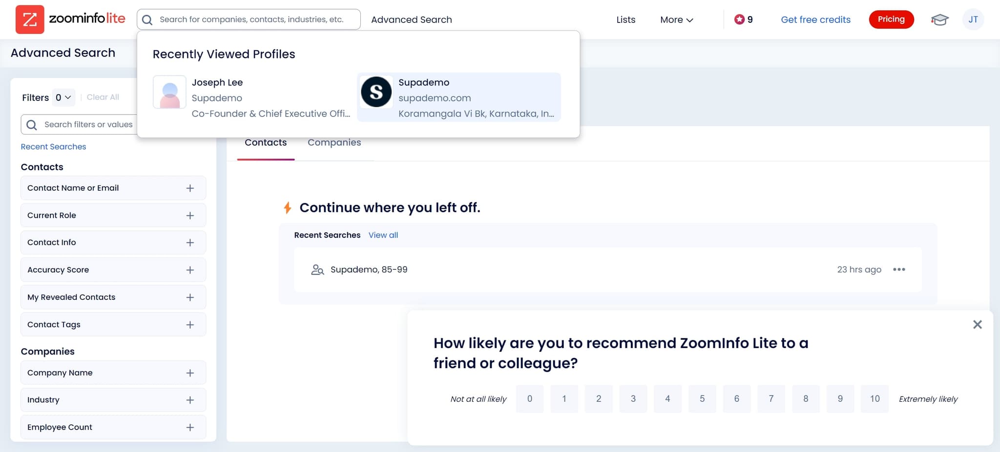 Search by company domain