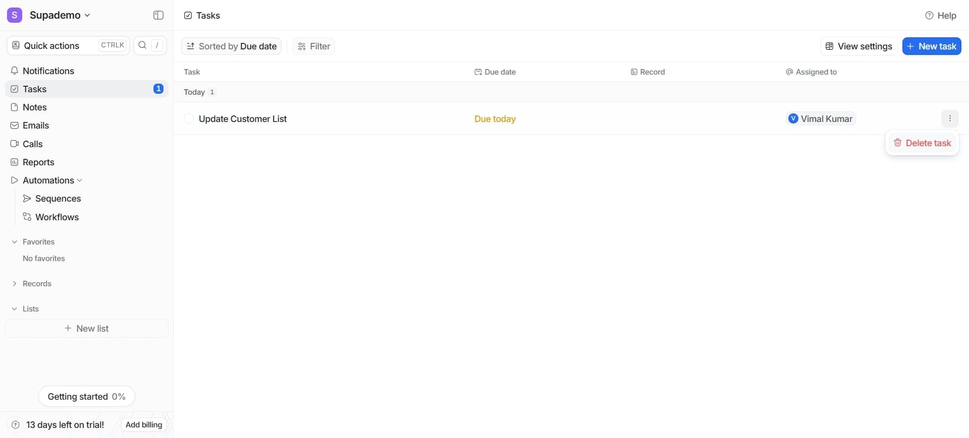 Test the object creation workflow