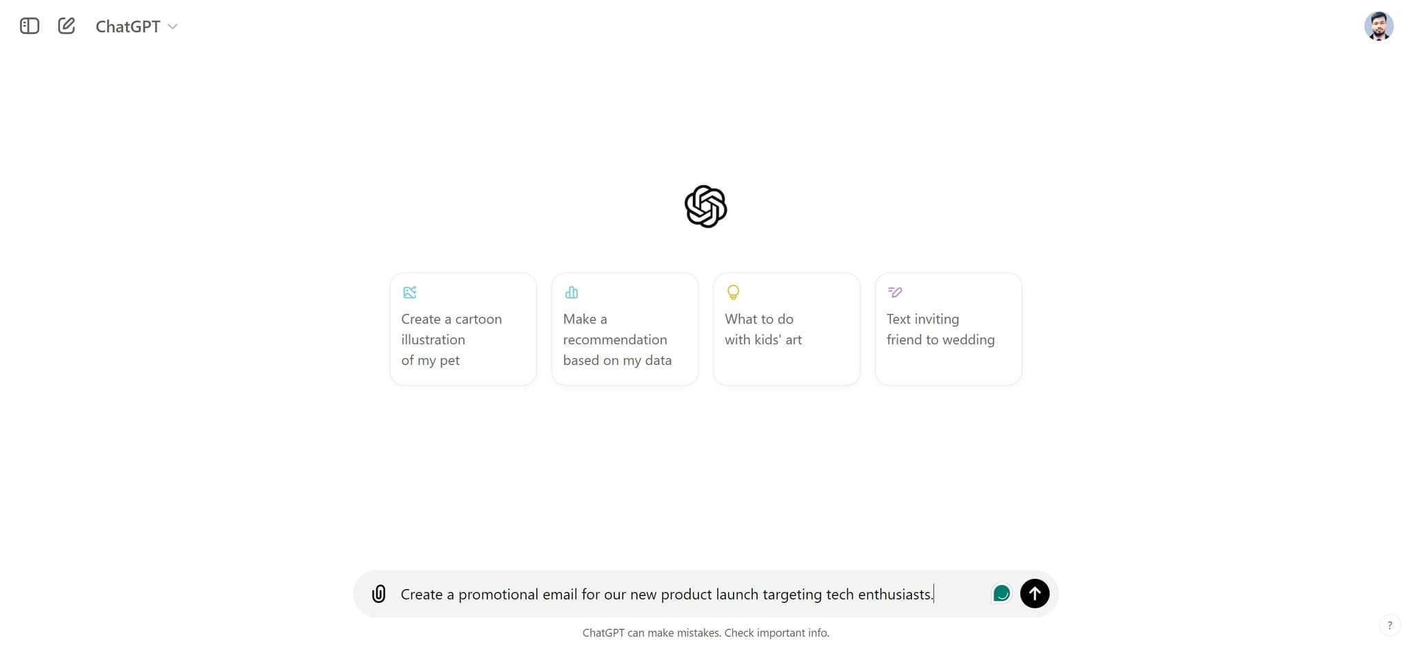 Create promotional email prompt