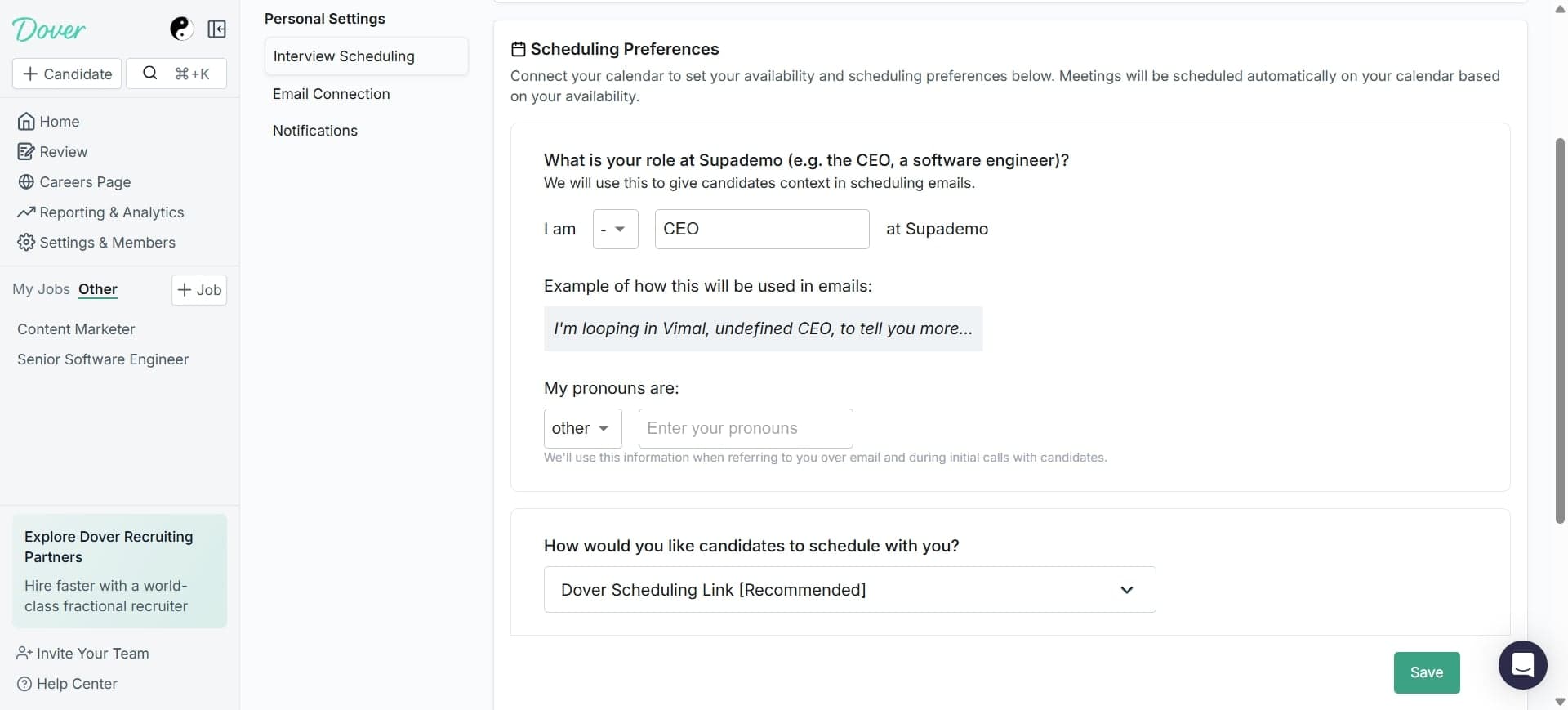 Configure interview format