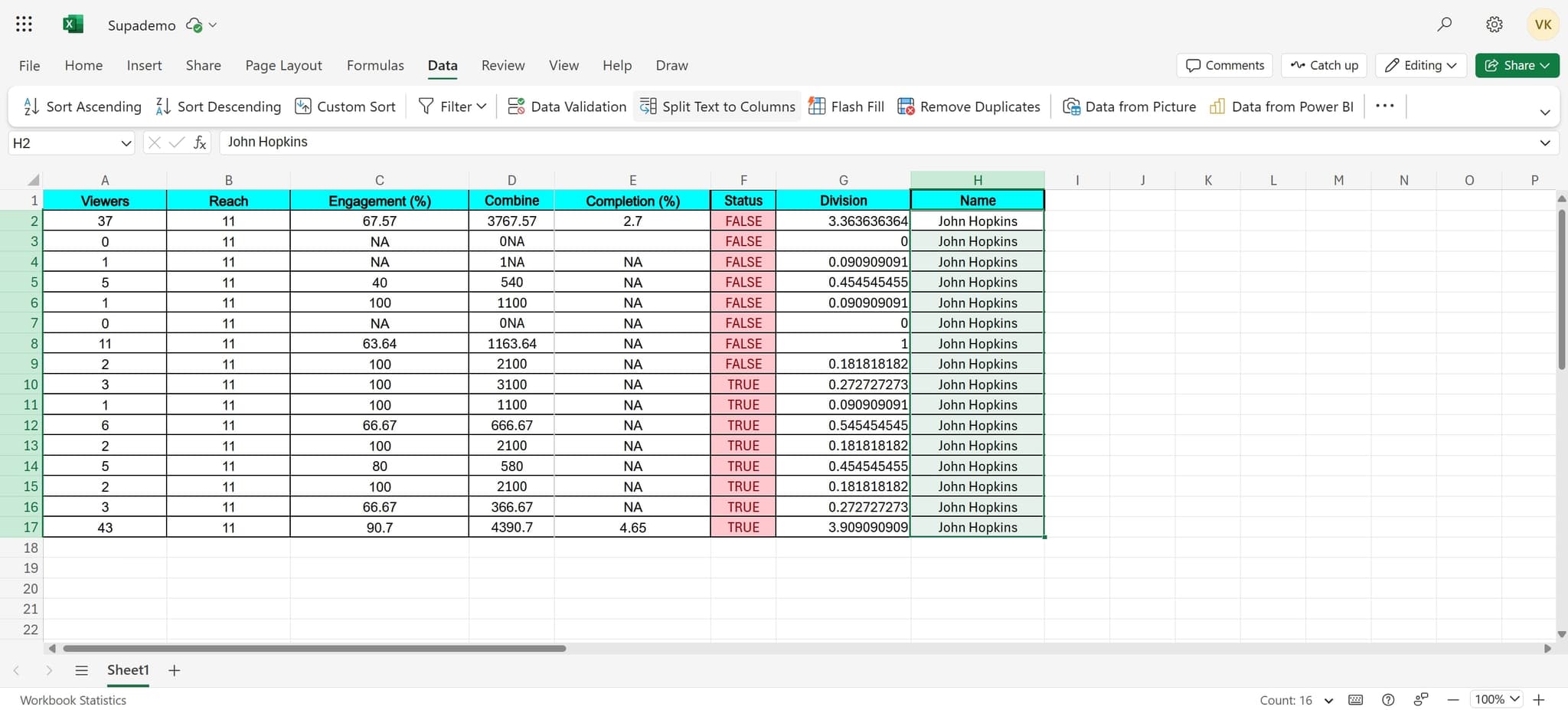 Choose Split Text to Columns