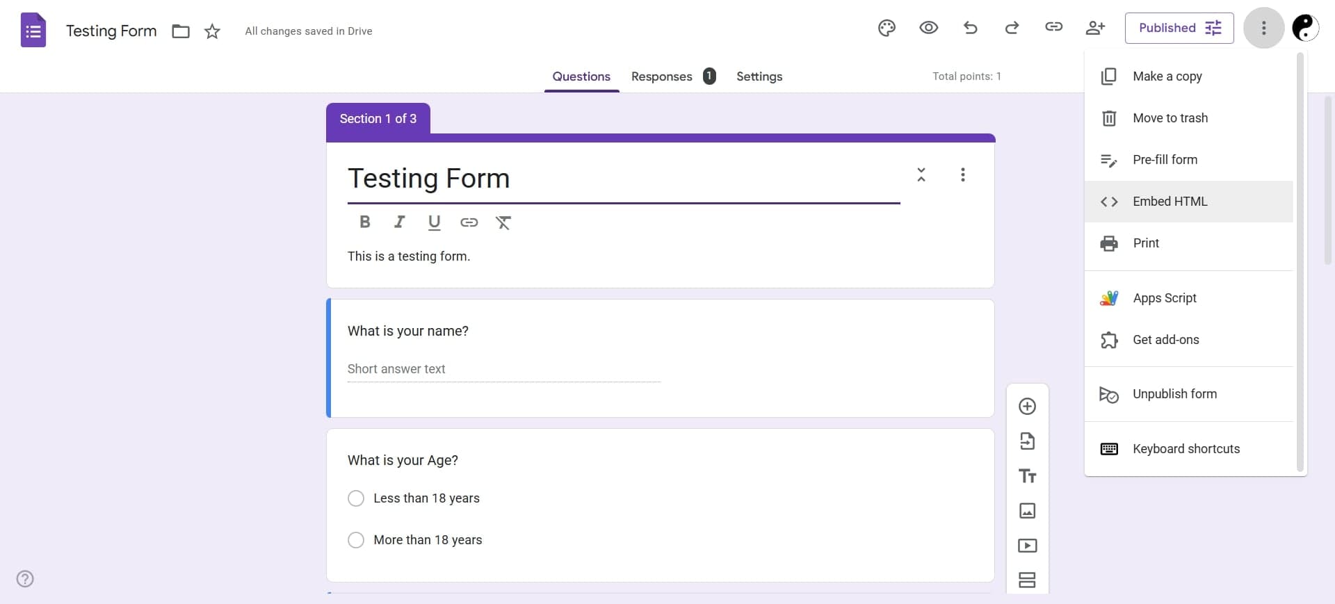 Add form fields and questions