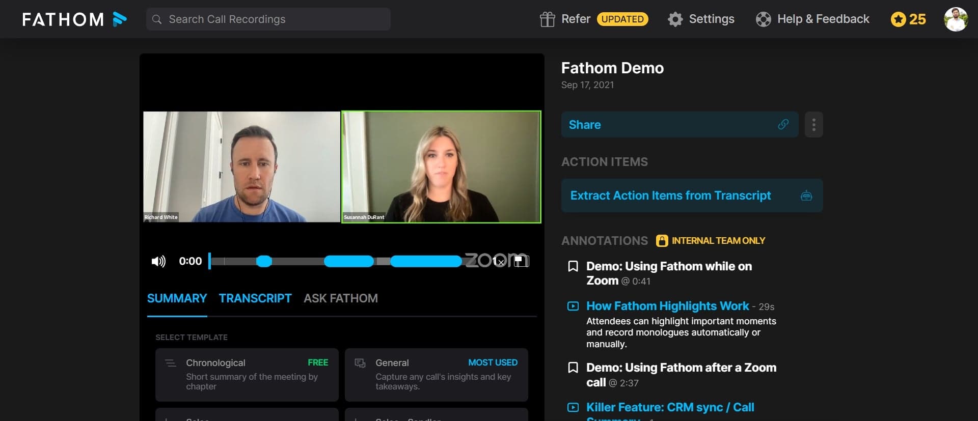 Select a meeting to view transcript