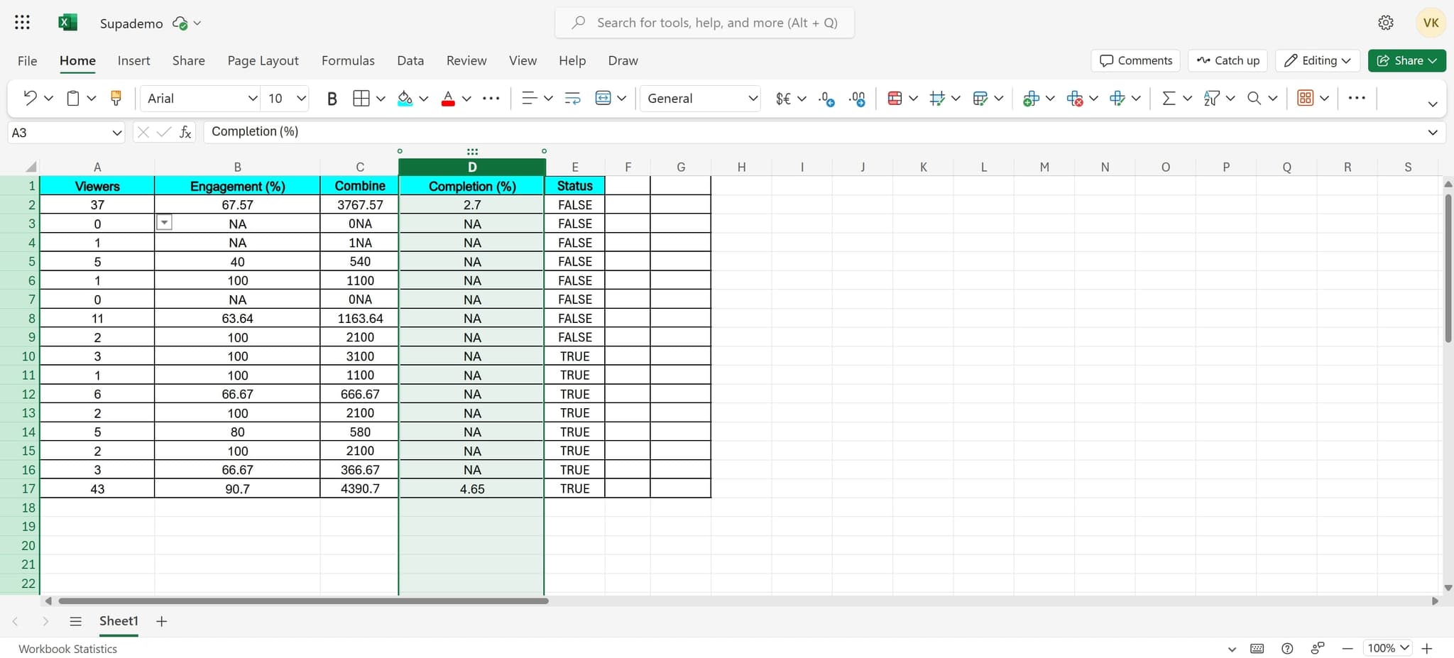 Open your Excel spreadsheet
