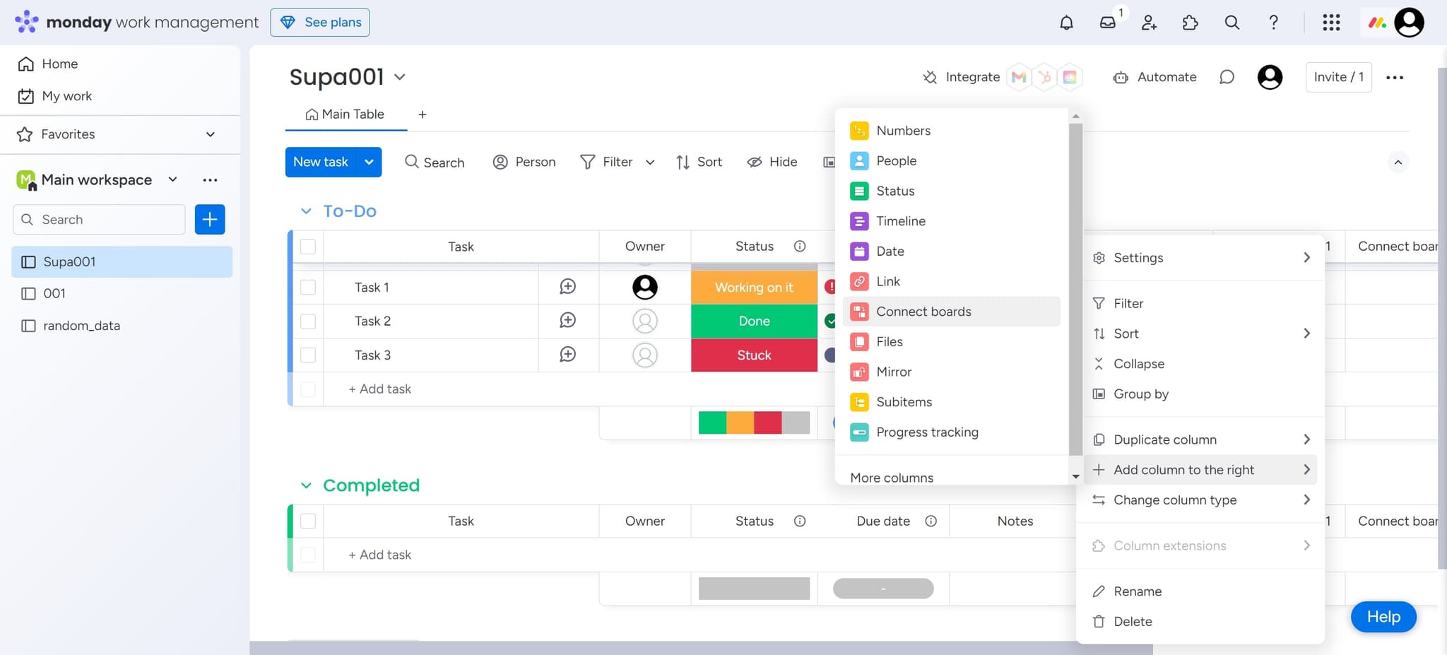Choose the connect boards option