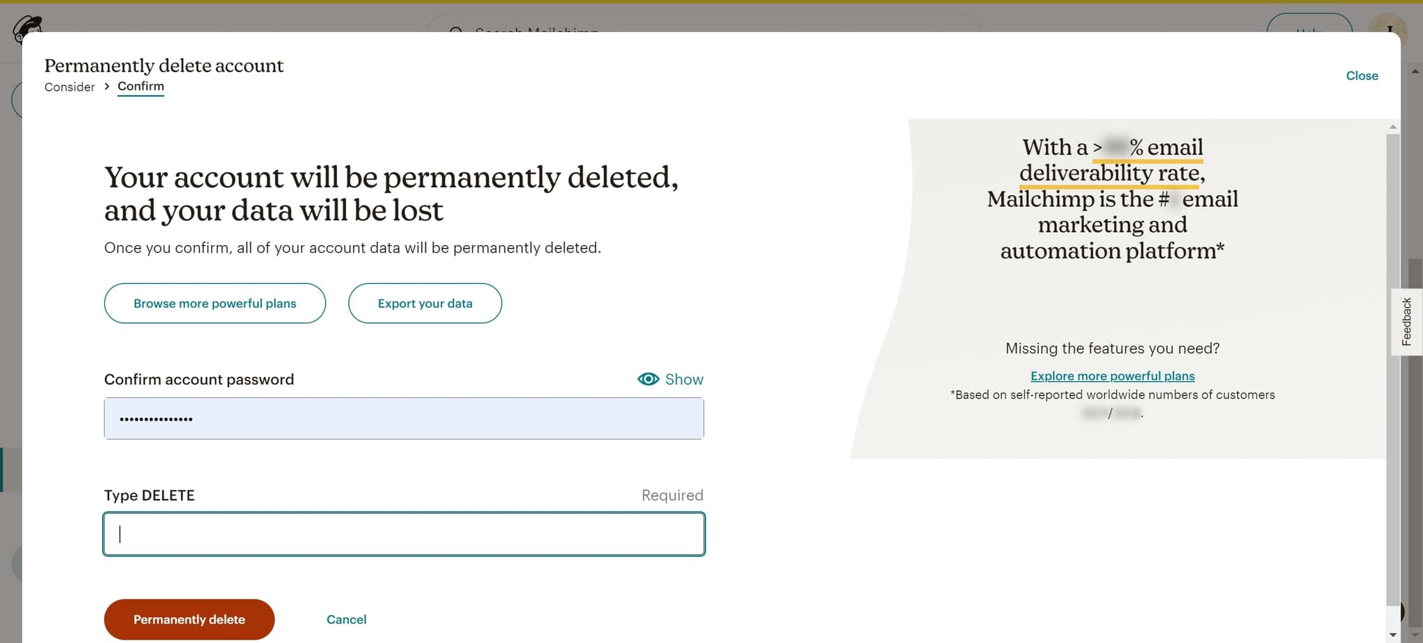 Confirm the deletion action