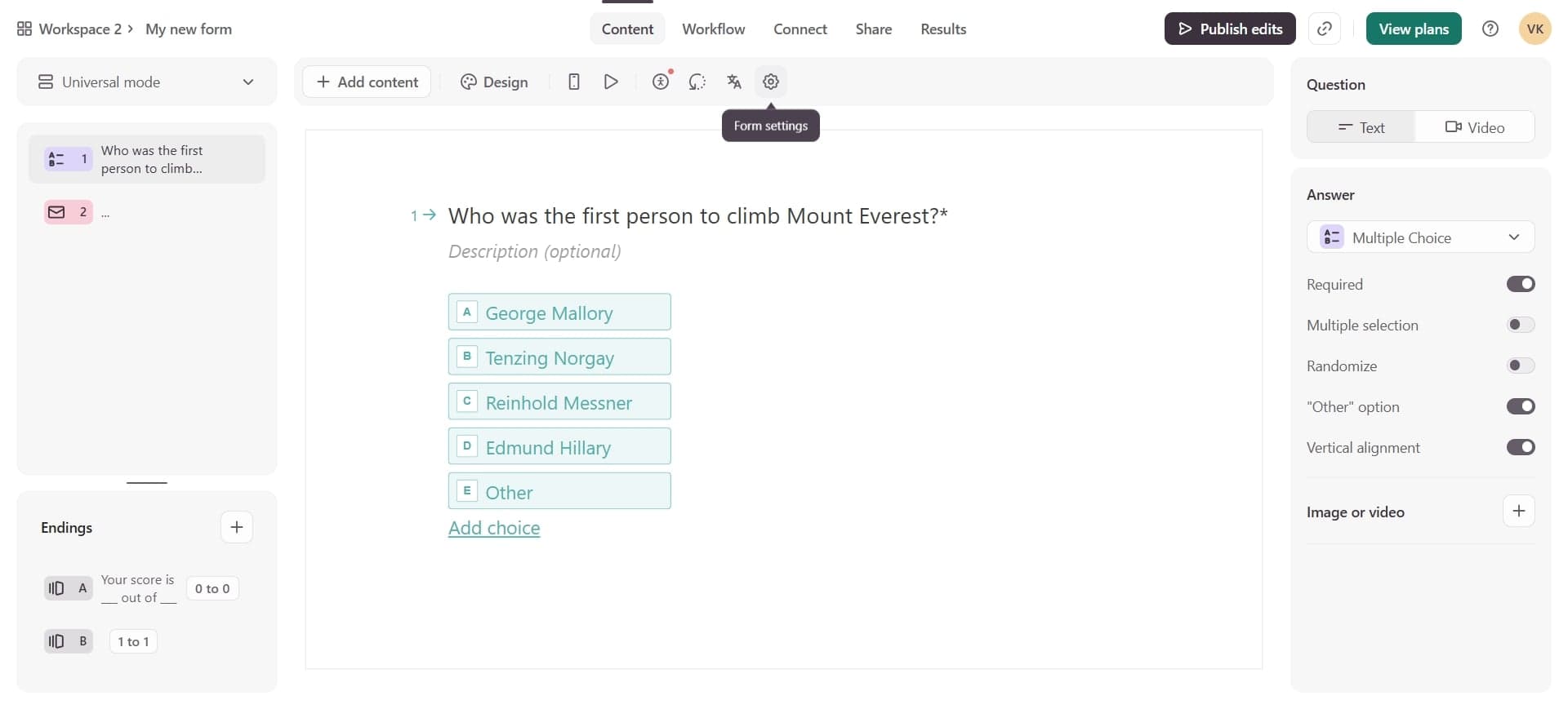 Navigate to the responses section