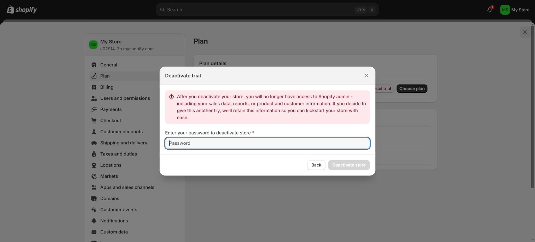 Access Deactivation Options