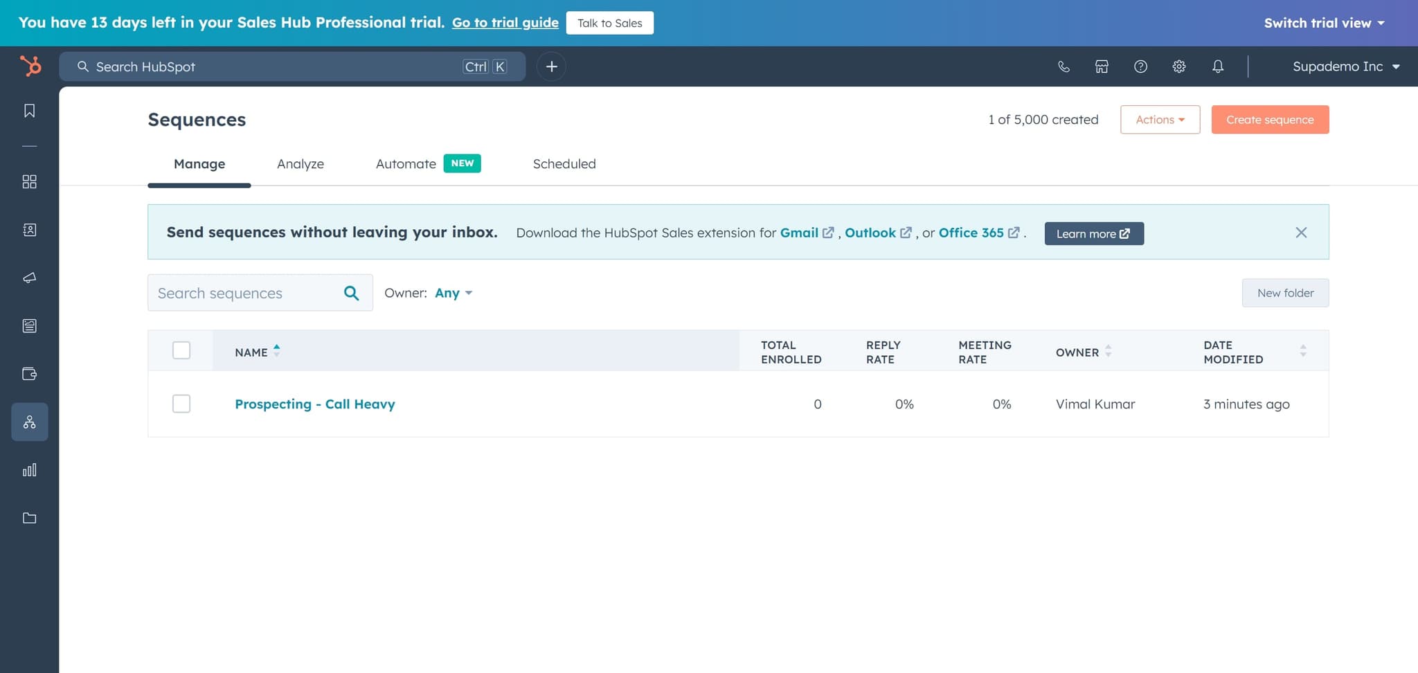 Initiate Sequence Creation