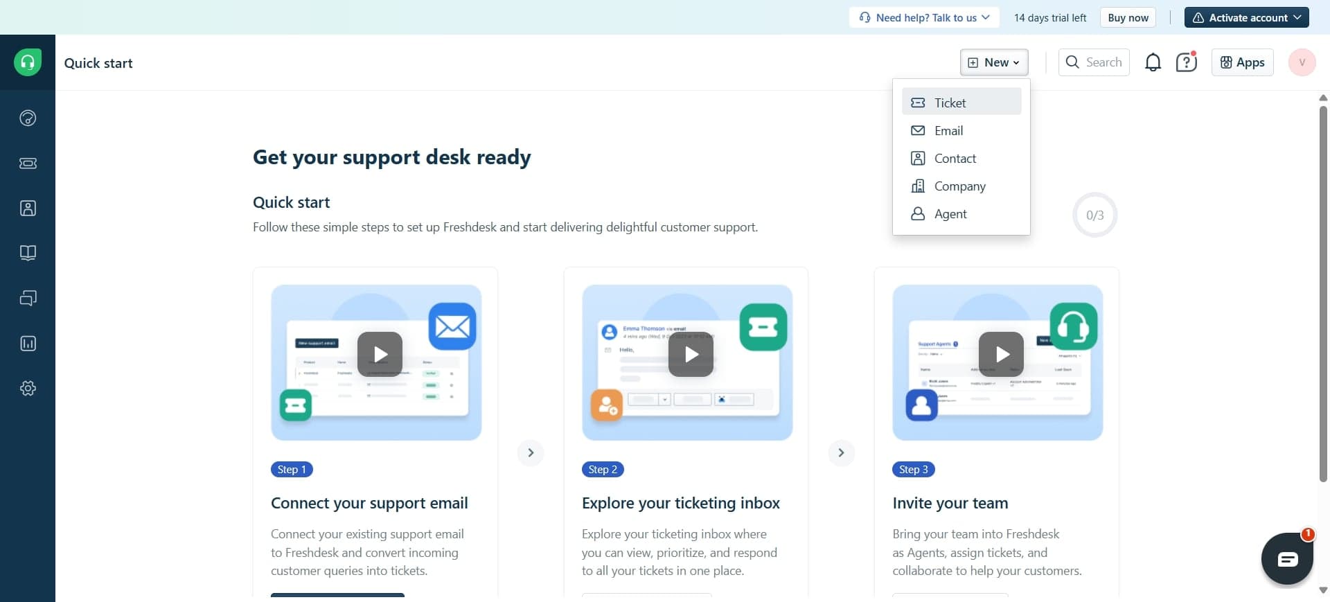 Click on the Tickets section
