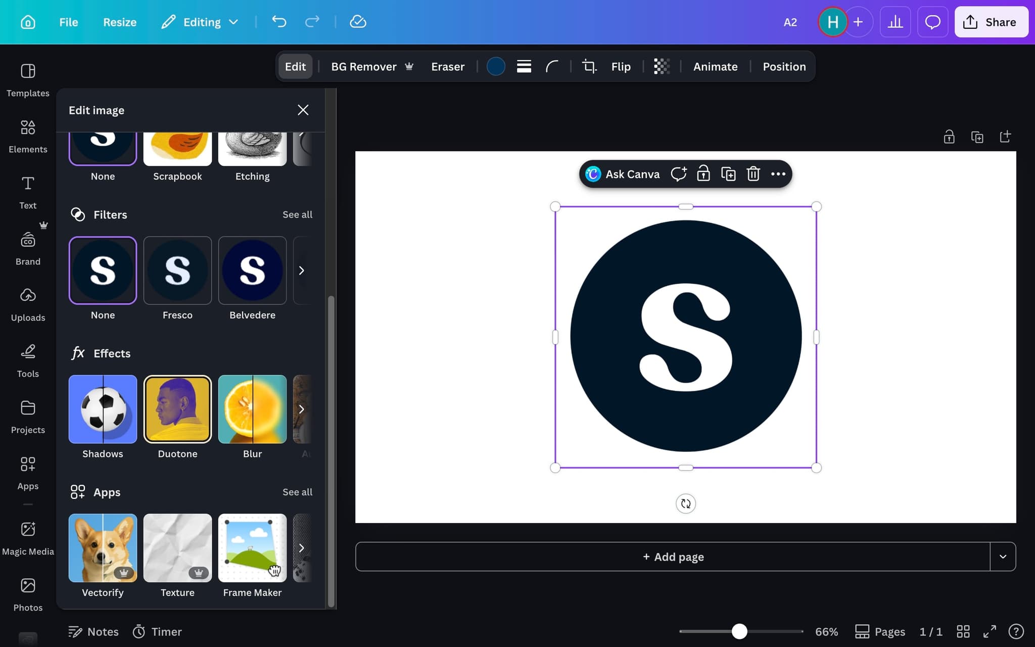 Select the Duotone effect