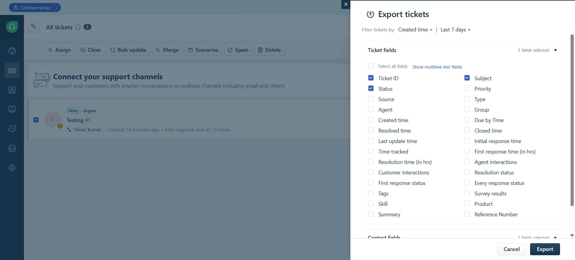 Configure export settings