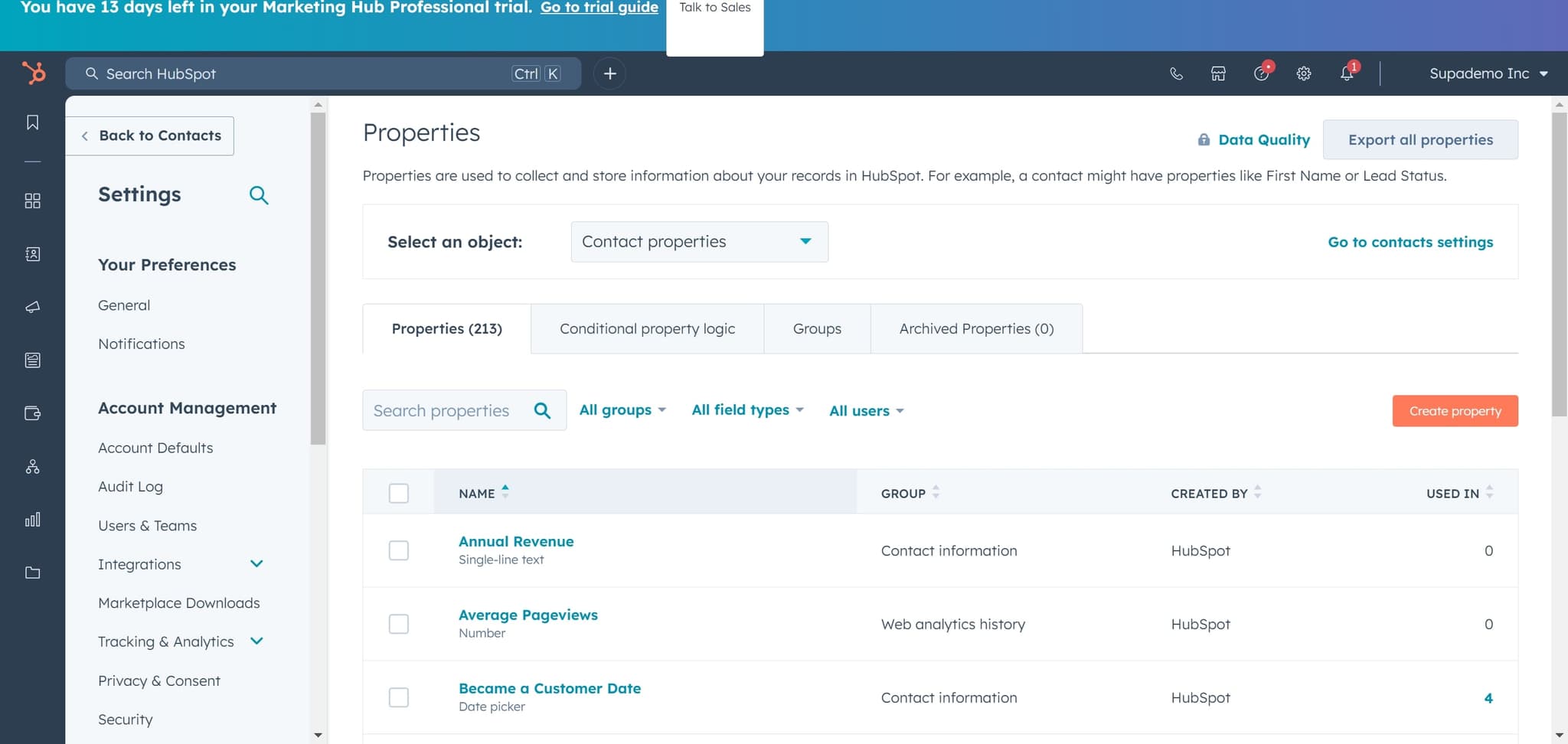 Access Contact Properties