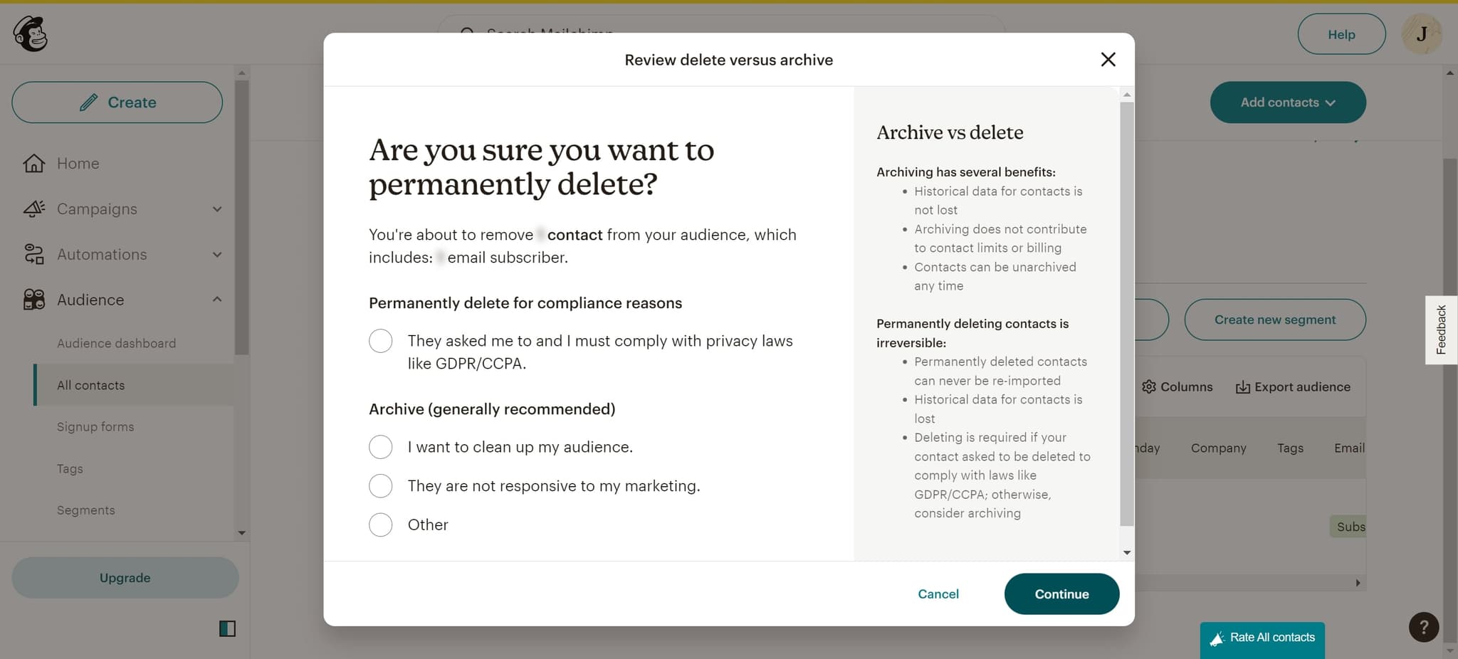 Confirm initial deletion prompt