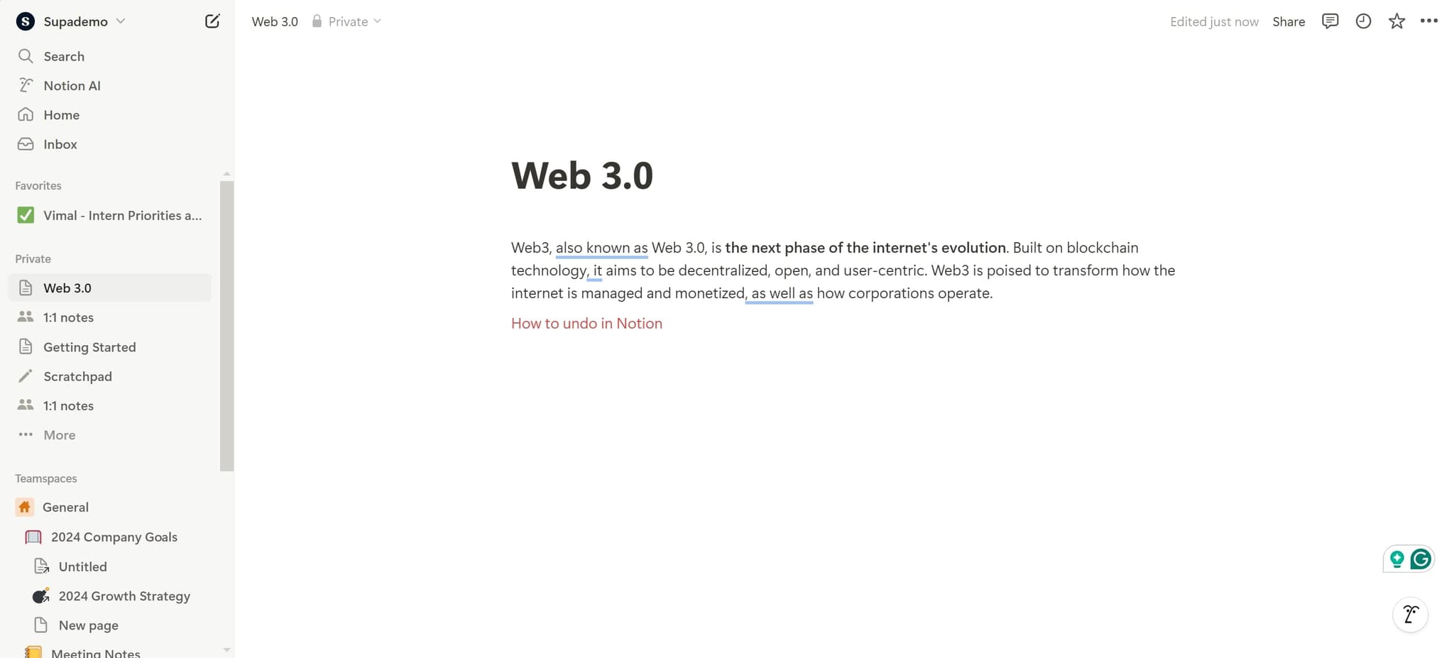 Access the undo option