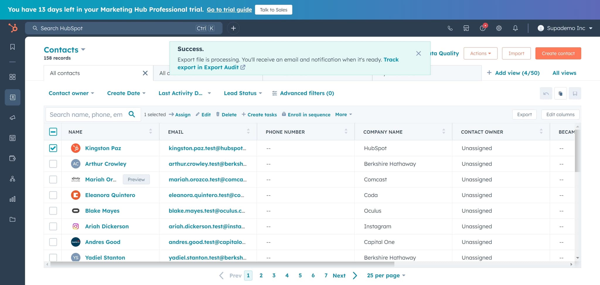 Filter by contact owner