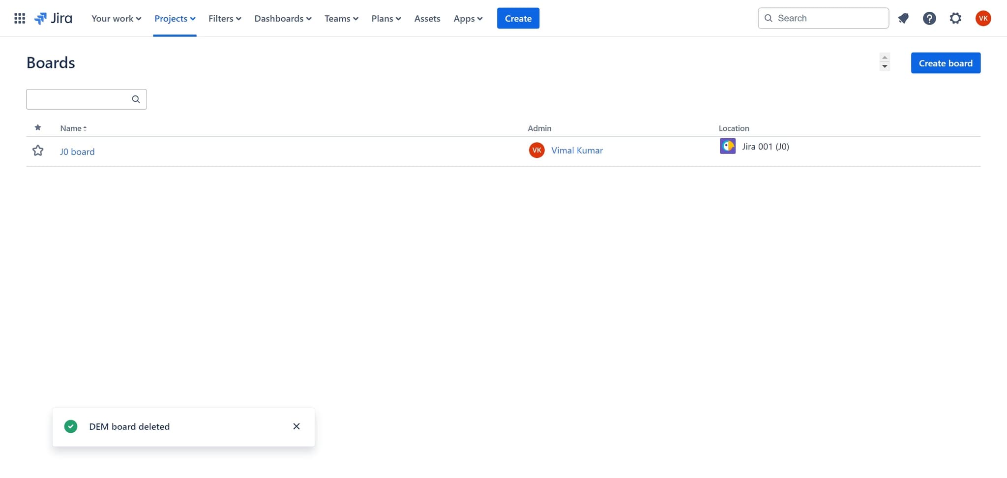 Return to the Boards view