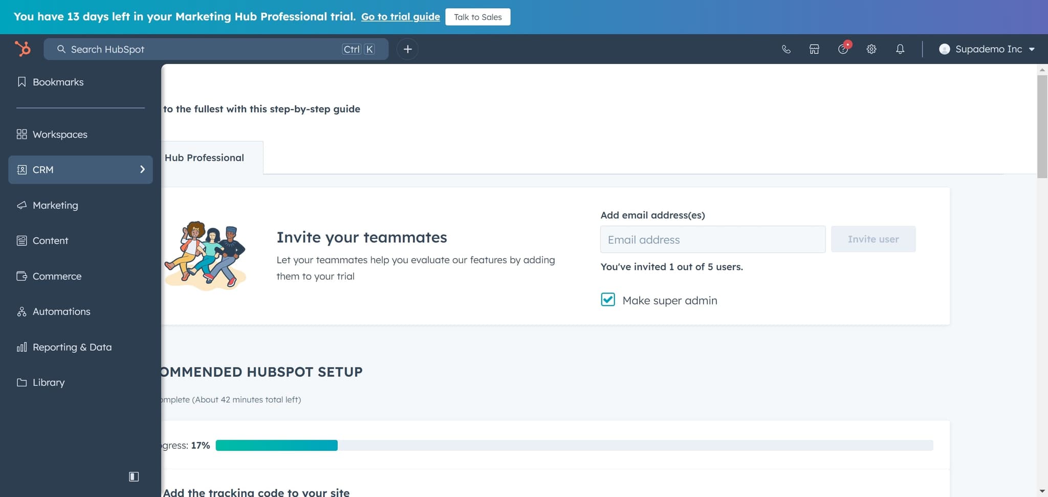 Navigate to CRM section