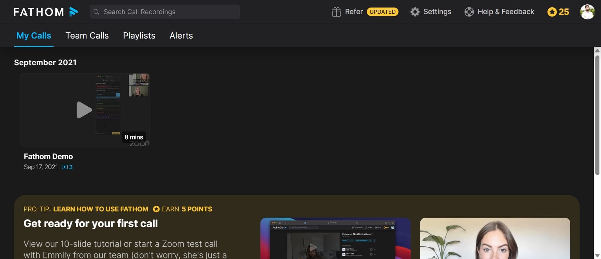 Open Fathom and access your recordings