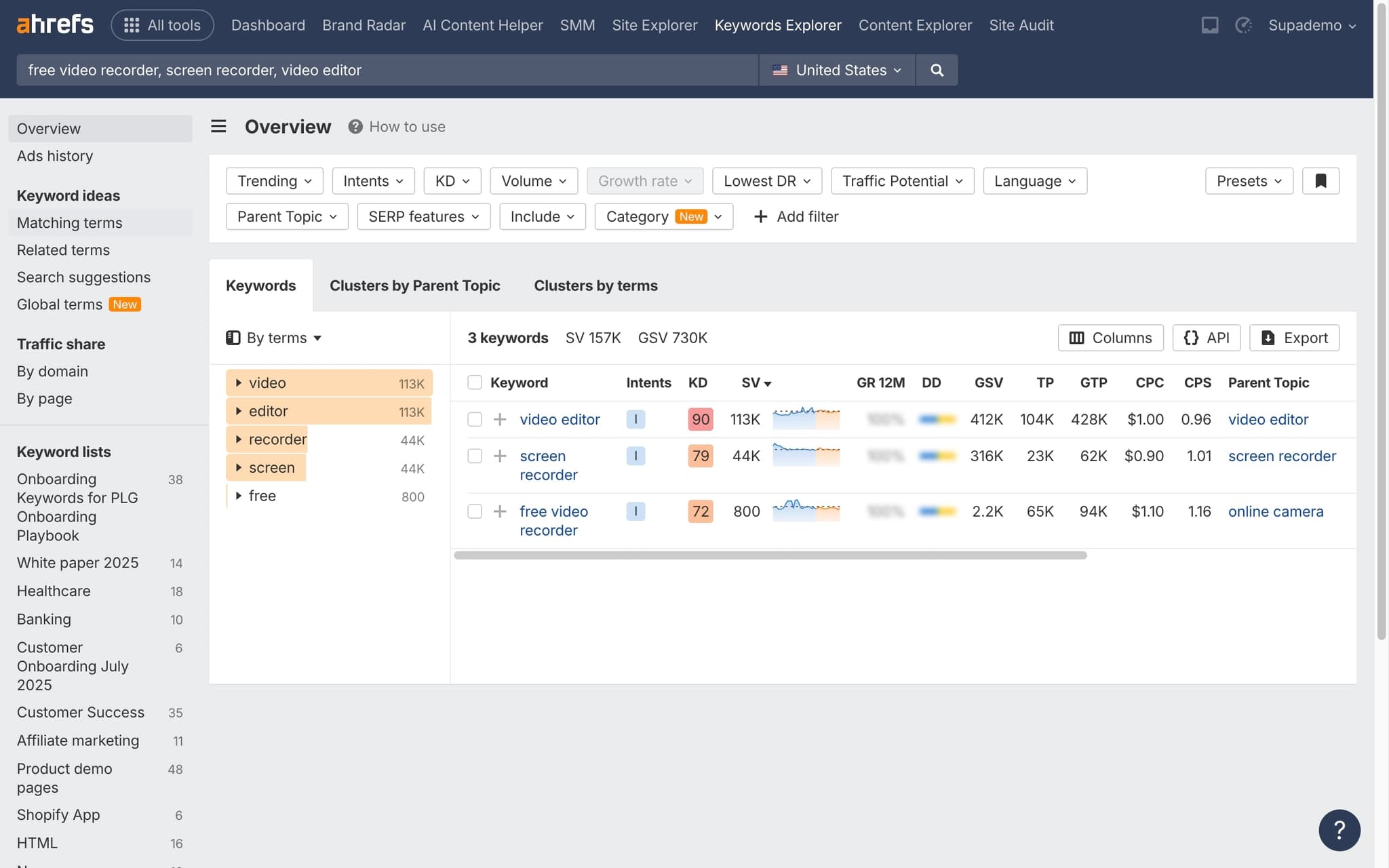 Save to a keyword list