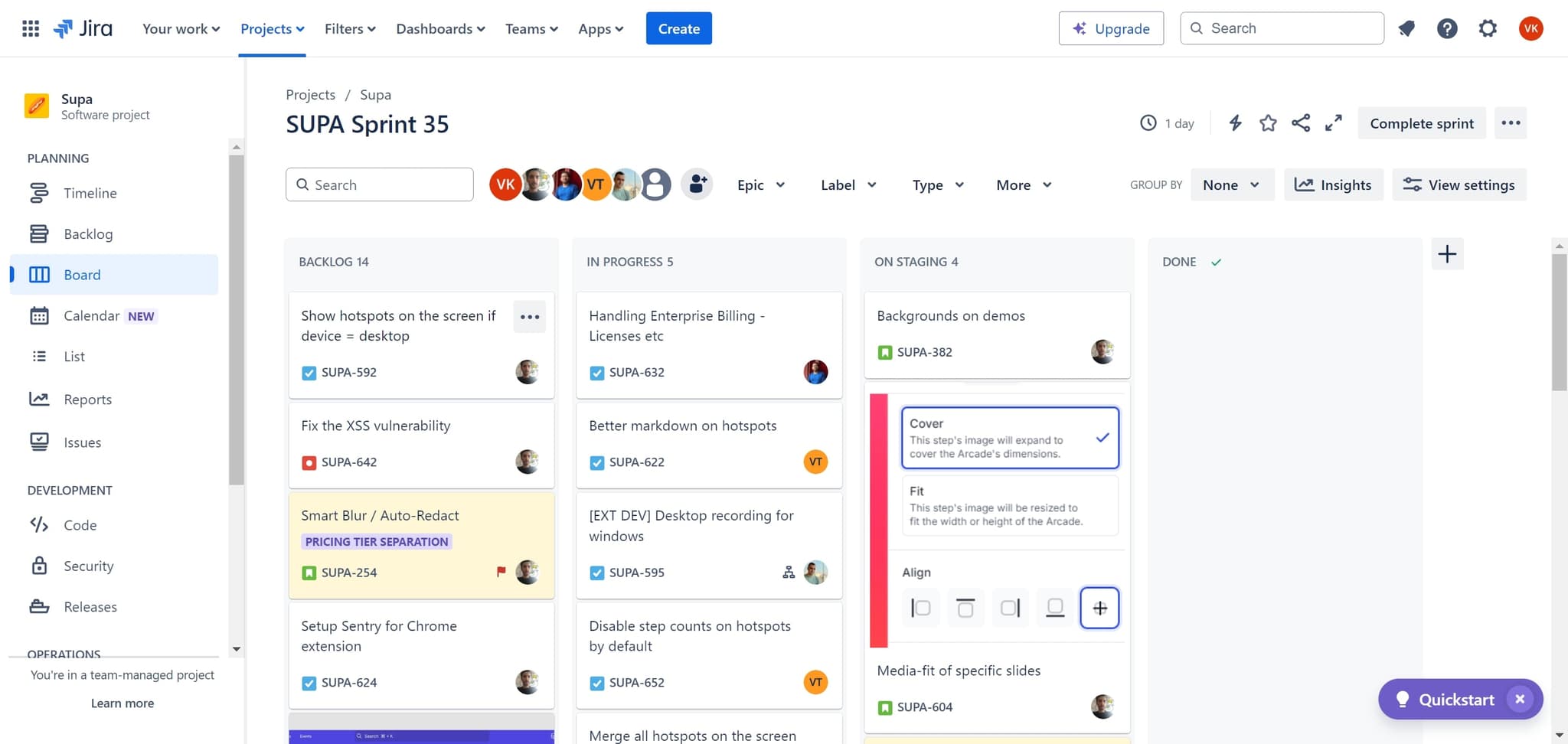 Click on your active sprint