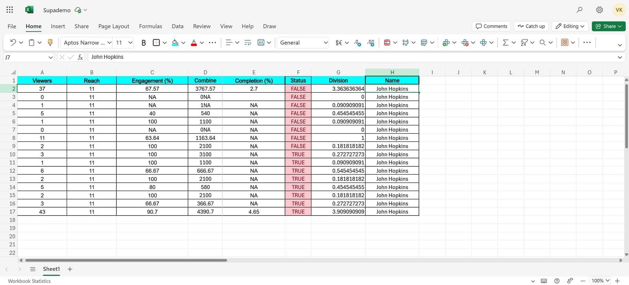 Select your data range