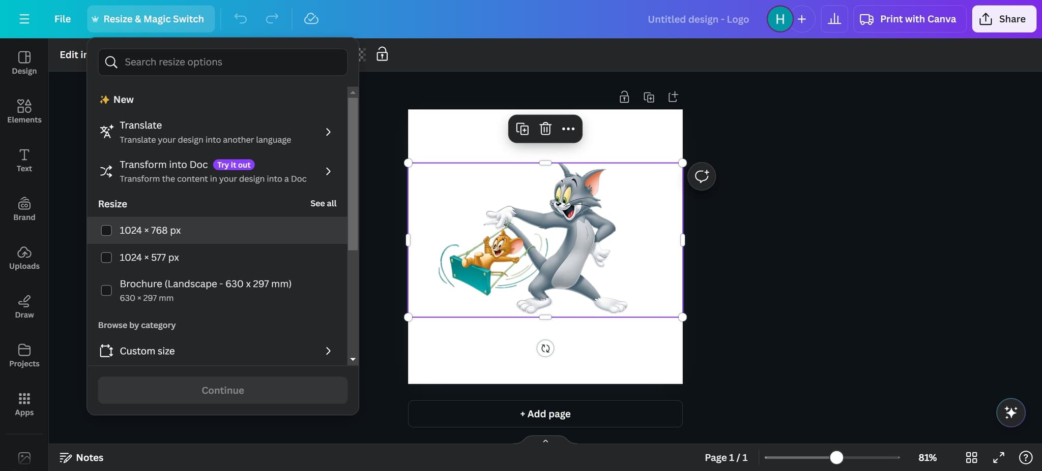 Choose your target dimension