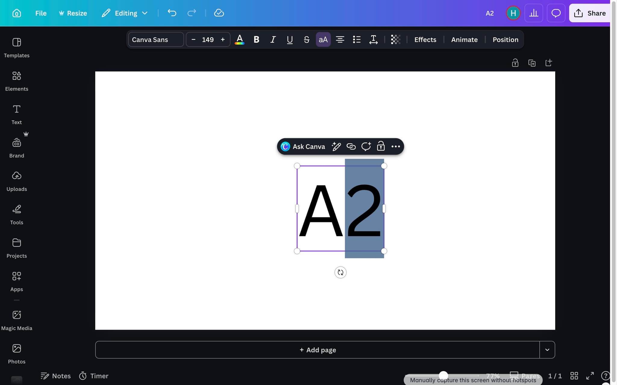 Select the text to superscript