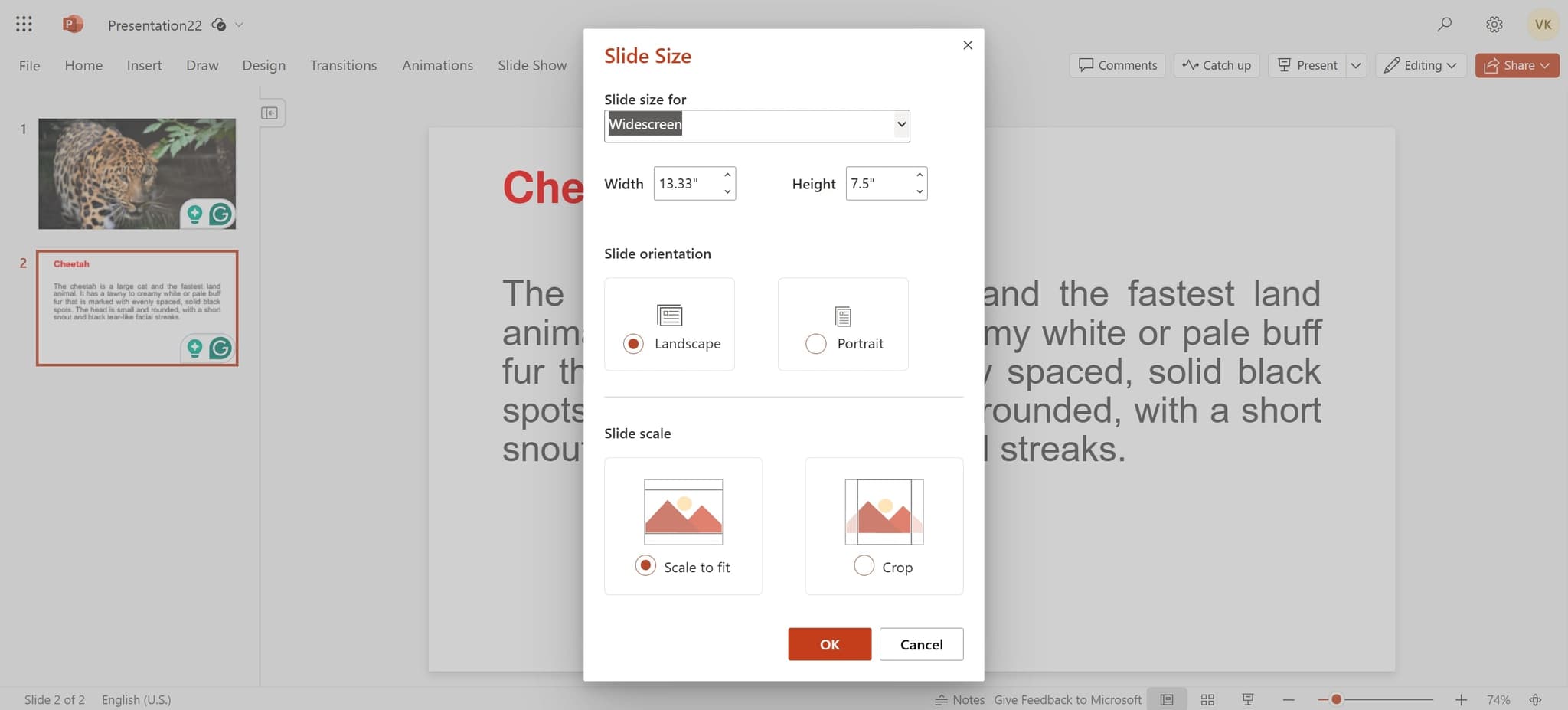 Choose portrait orientation