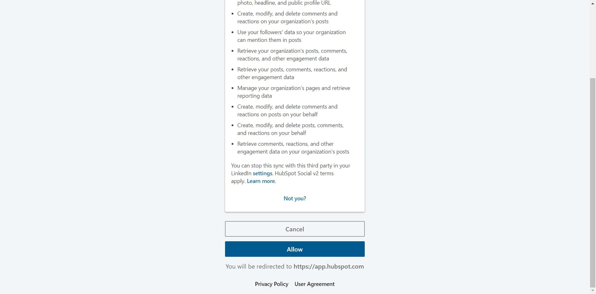 Grant Permission to HubSpot