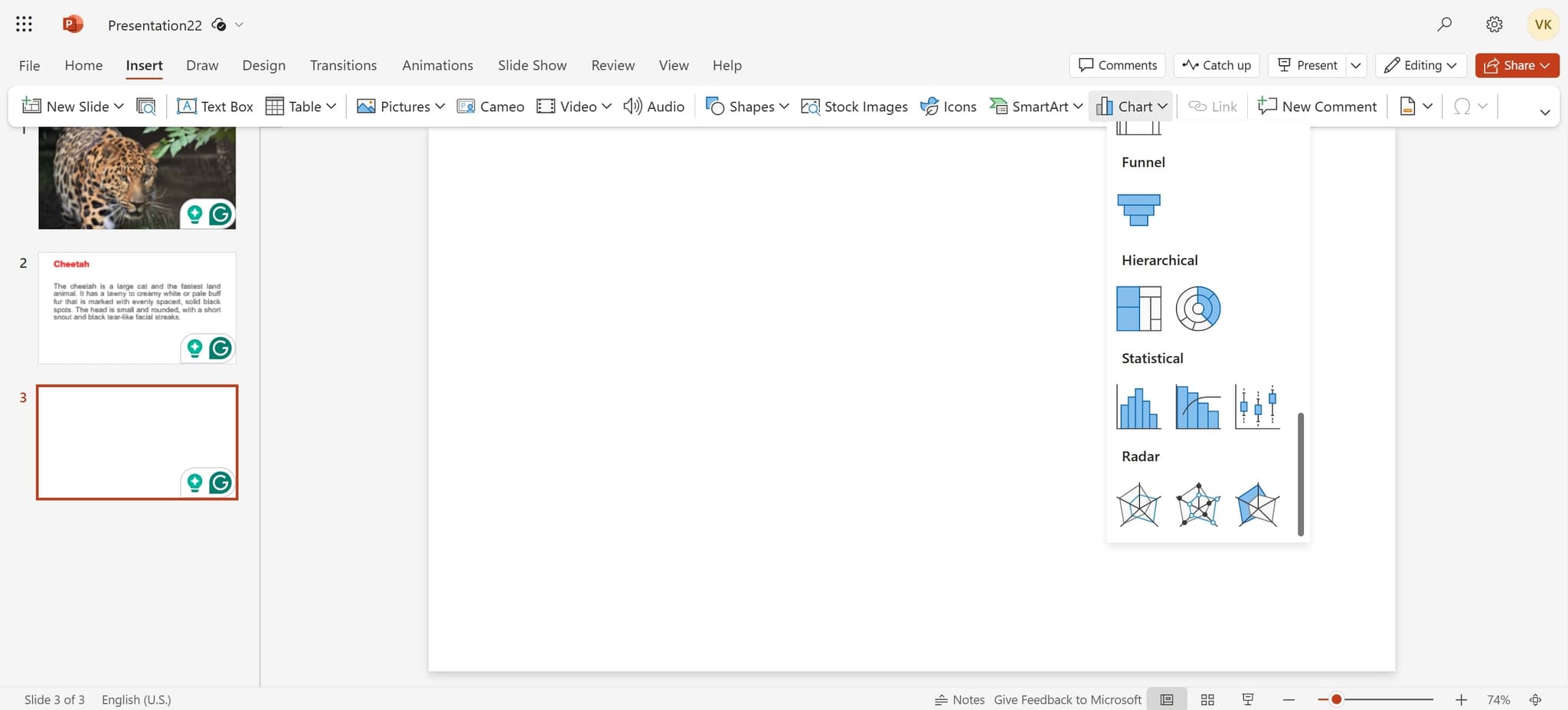Select Hierarchical chart type