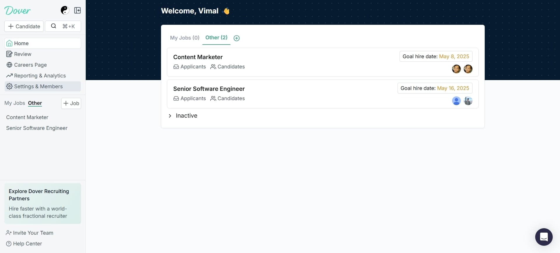 Open Dover and access settings