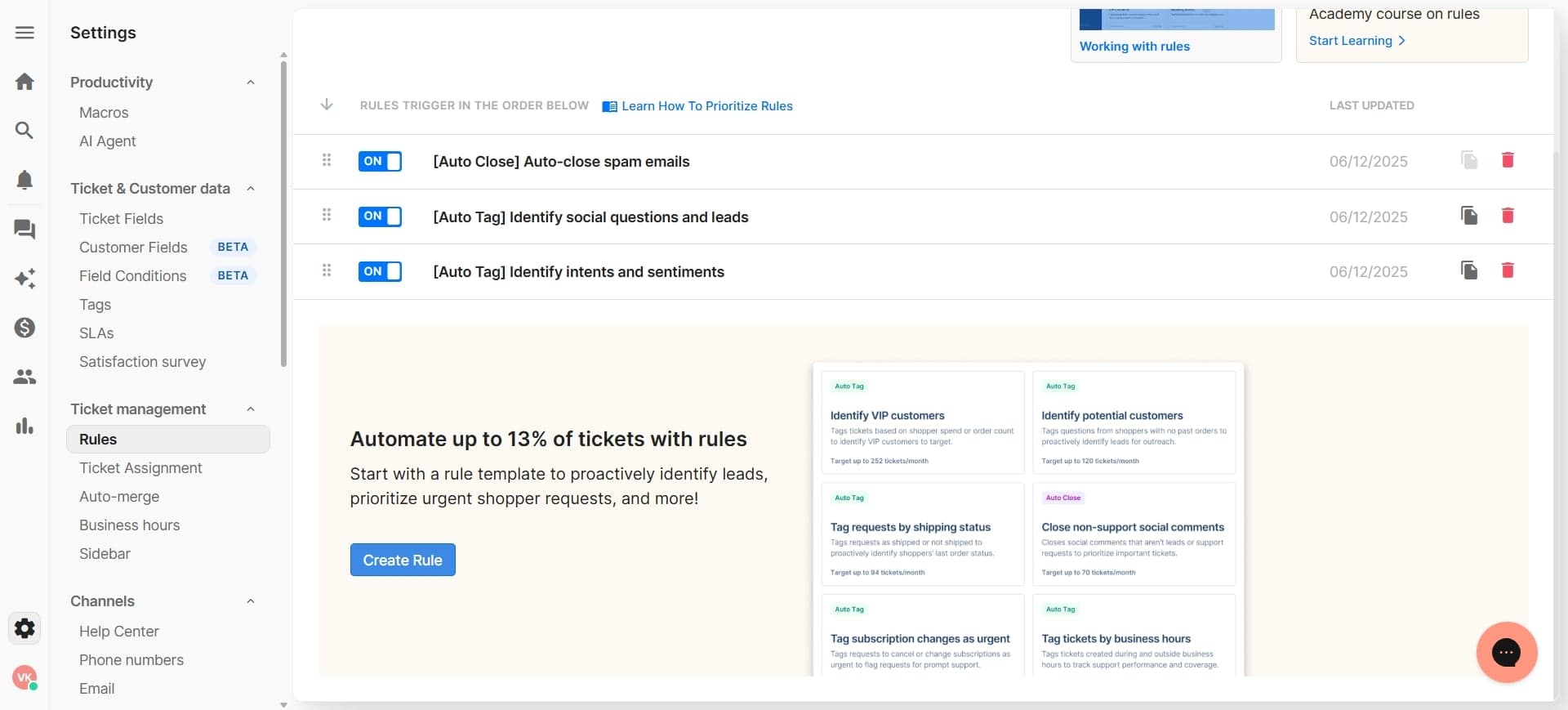 Create a new automation rule