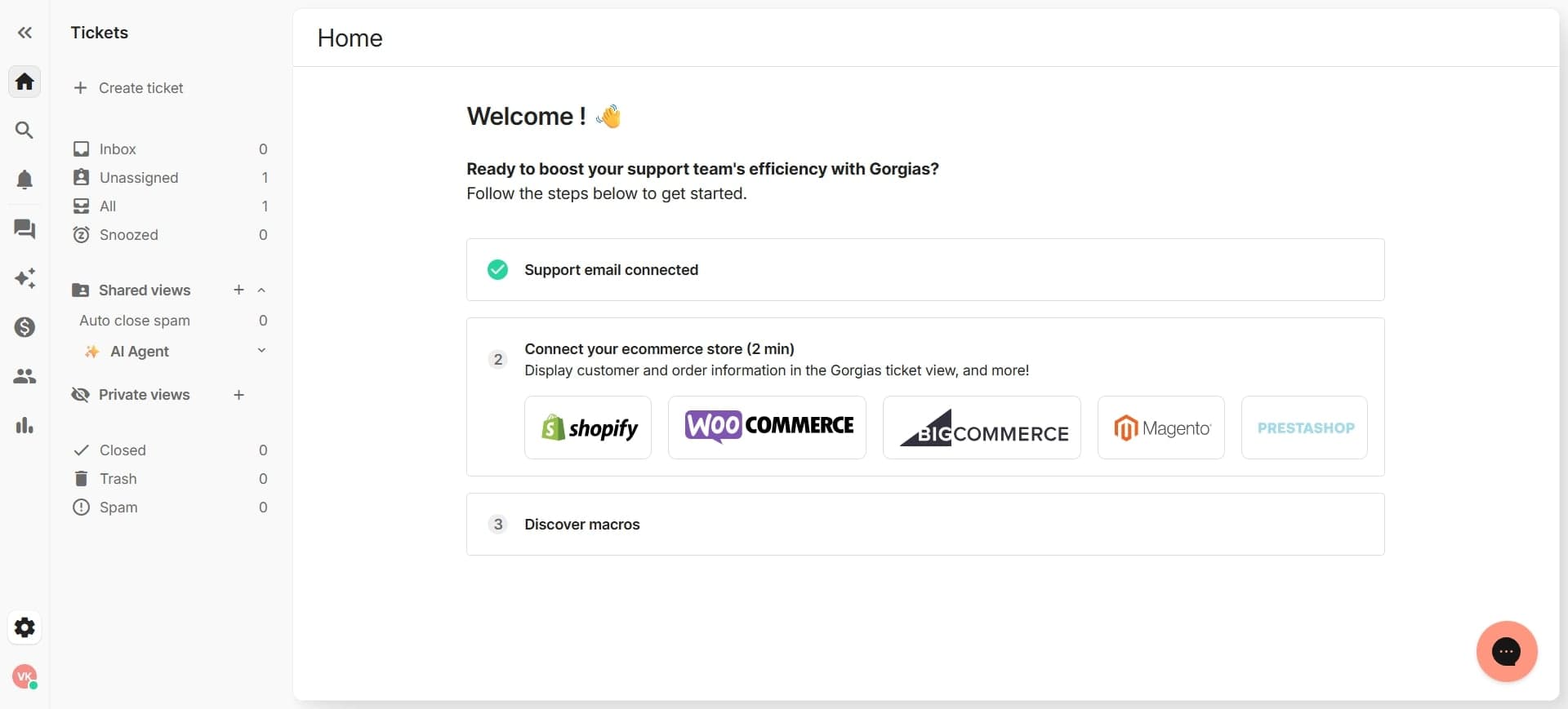 Access your Gorgias dashboard