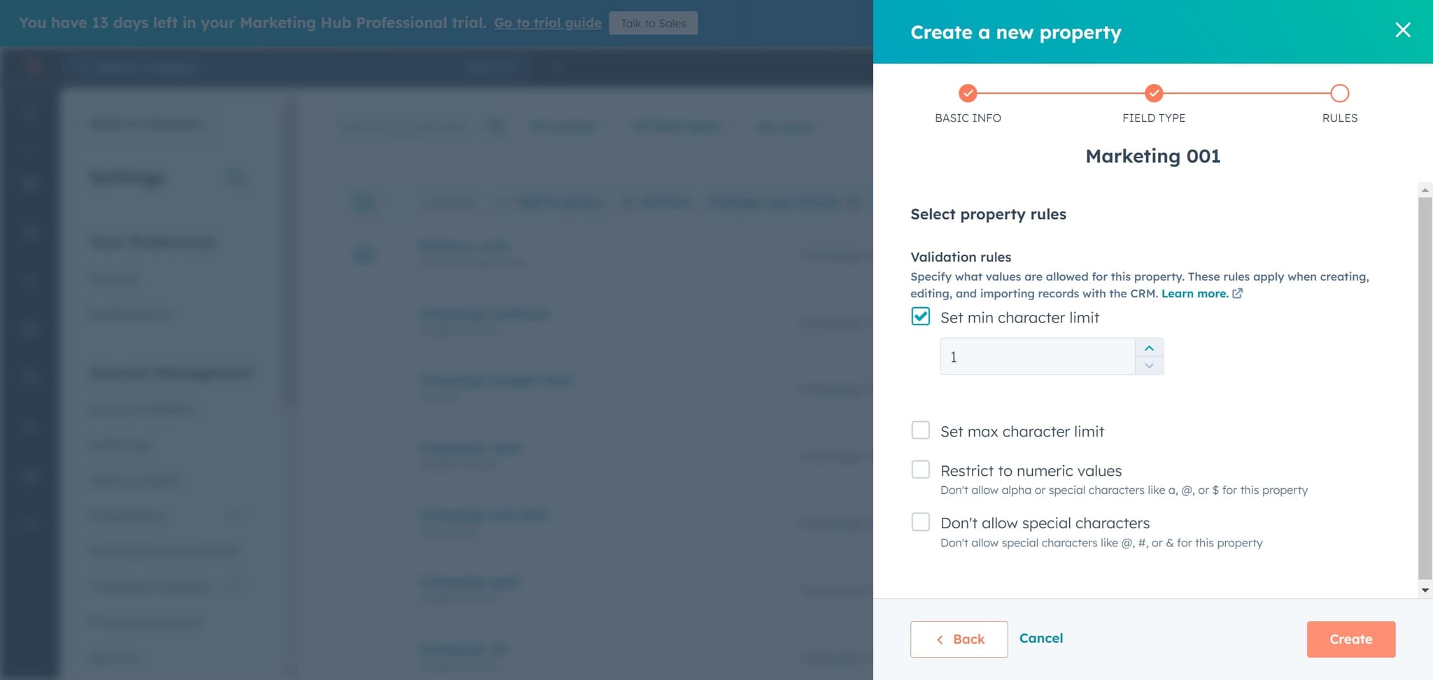 Finalize Property Creation