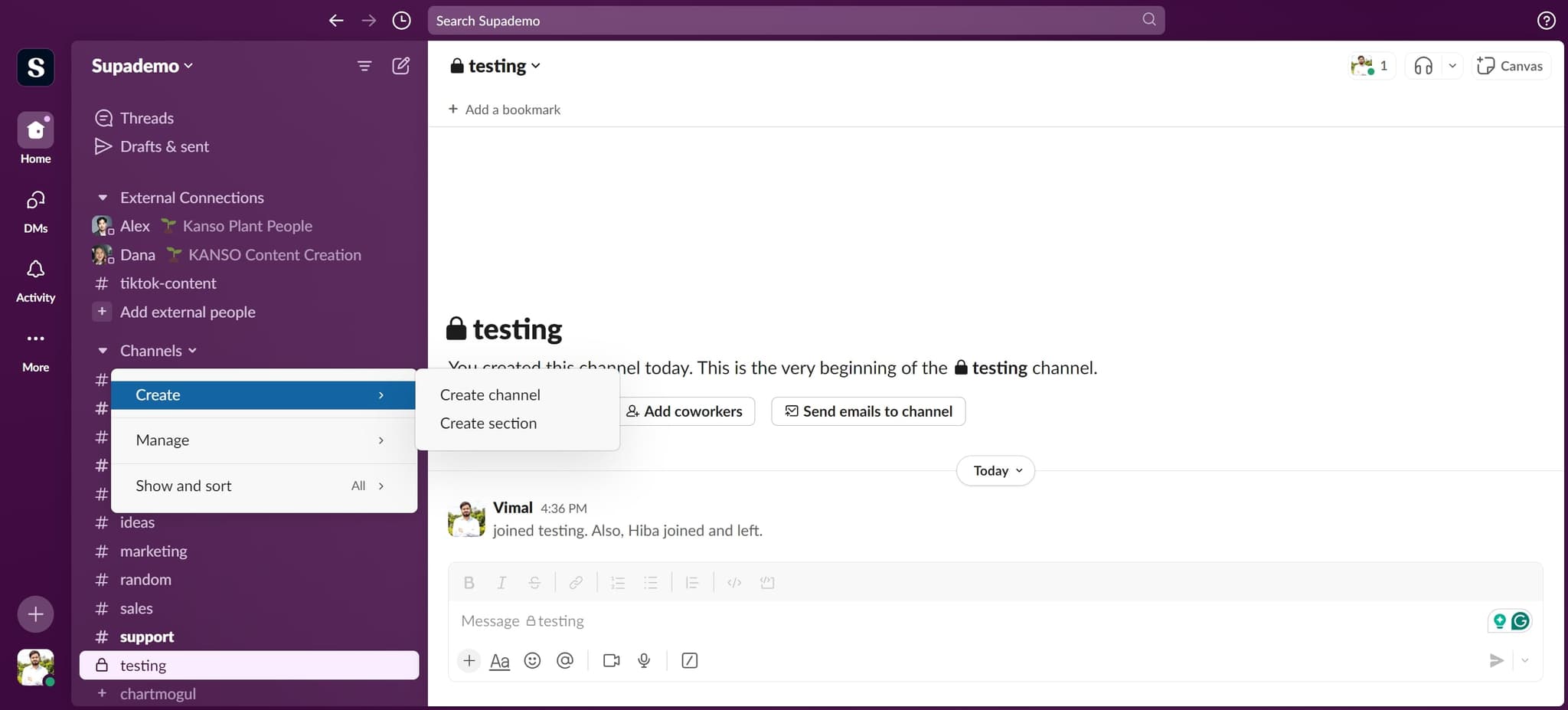 Initiate the creation process