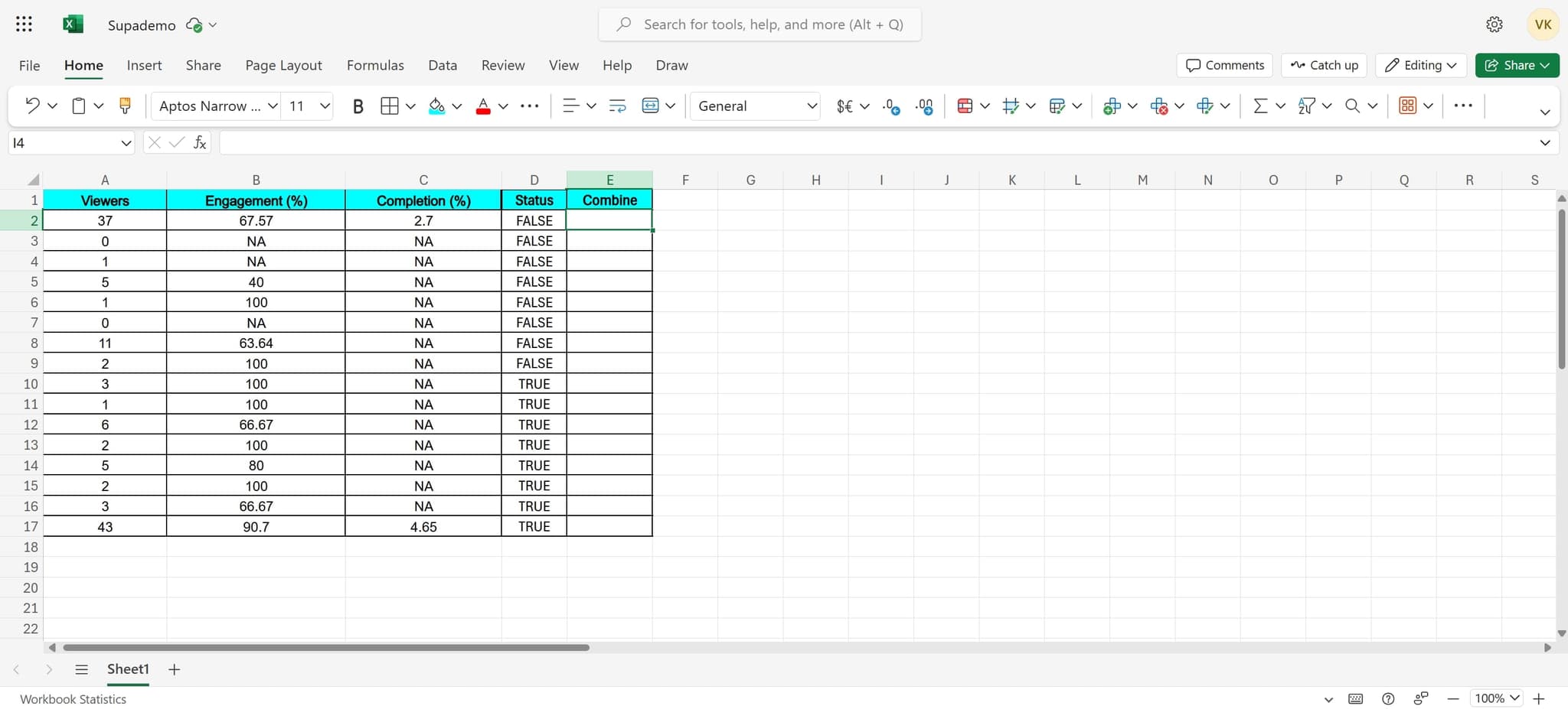 Click on the target cell
