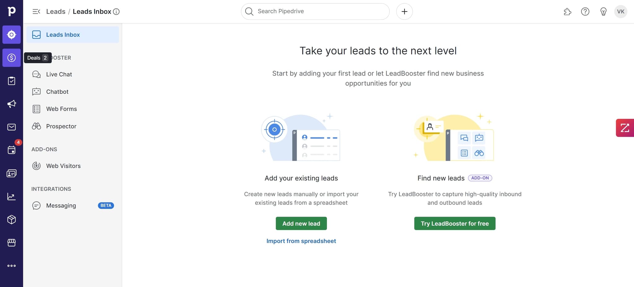 Select lead category or status
