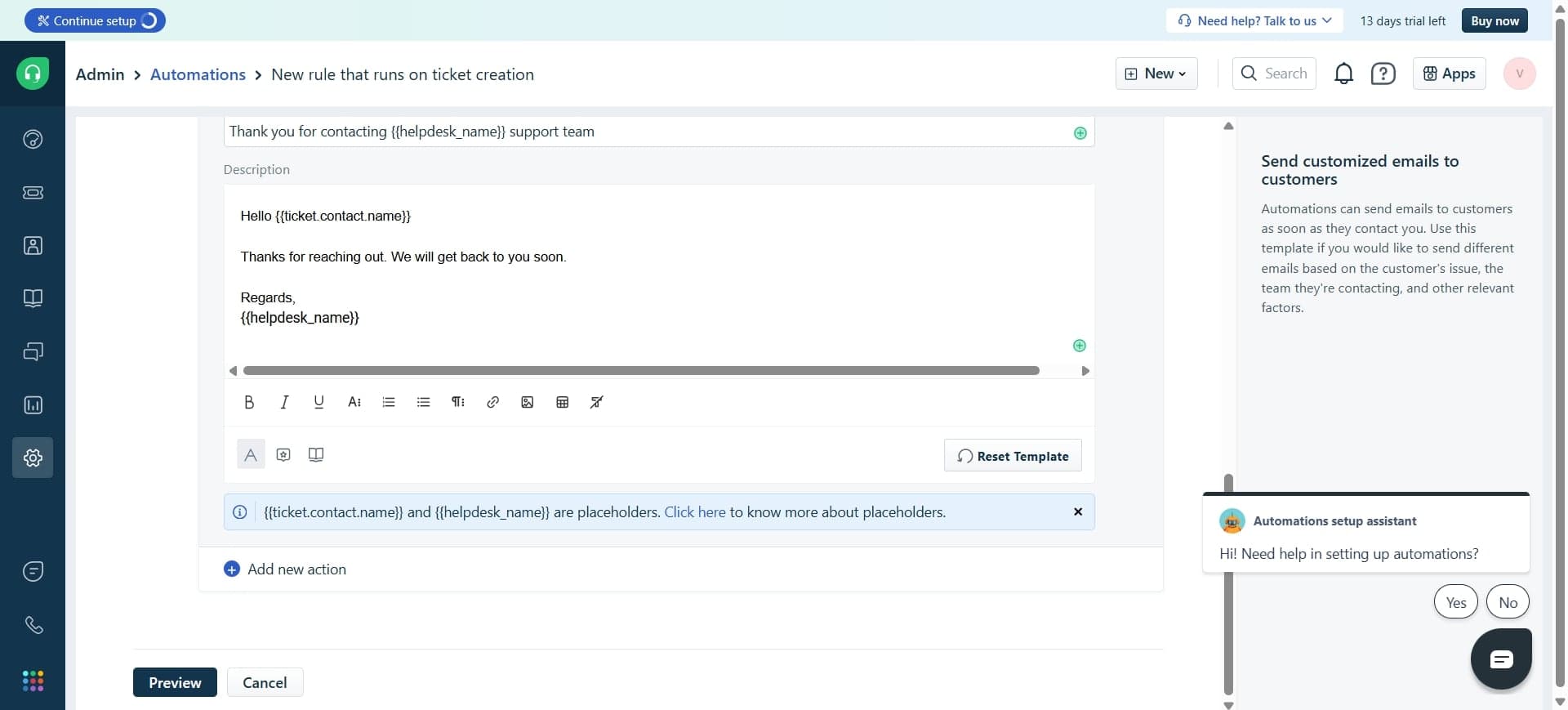 Enable and activate the rule