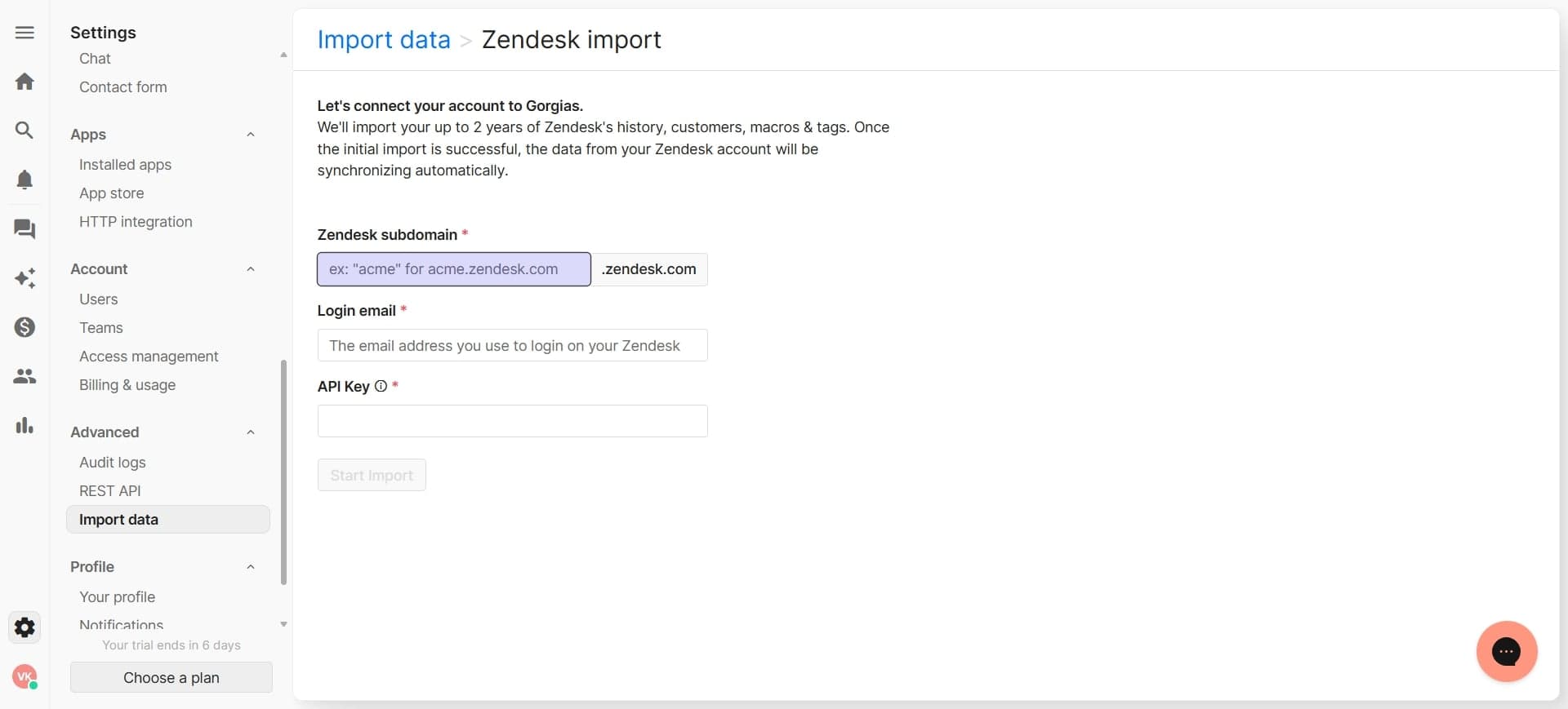 Generate and download the export file