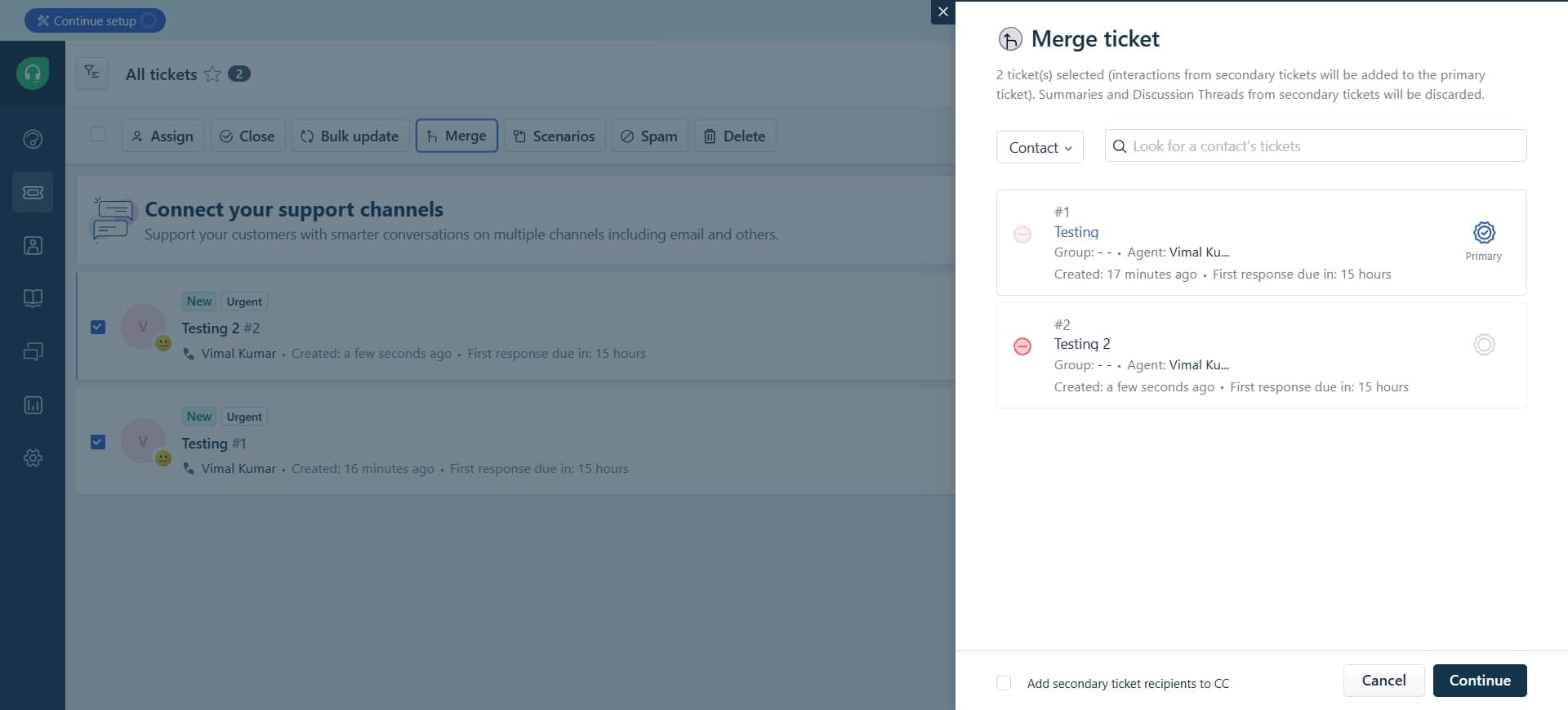 Access the merge option