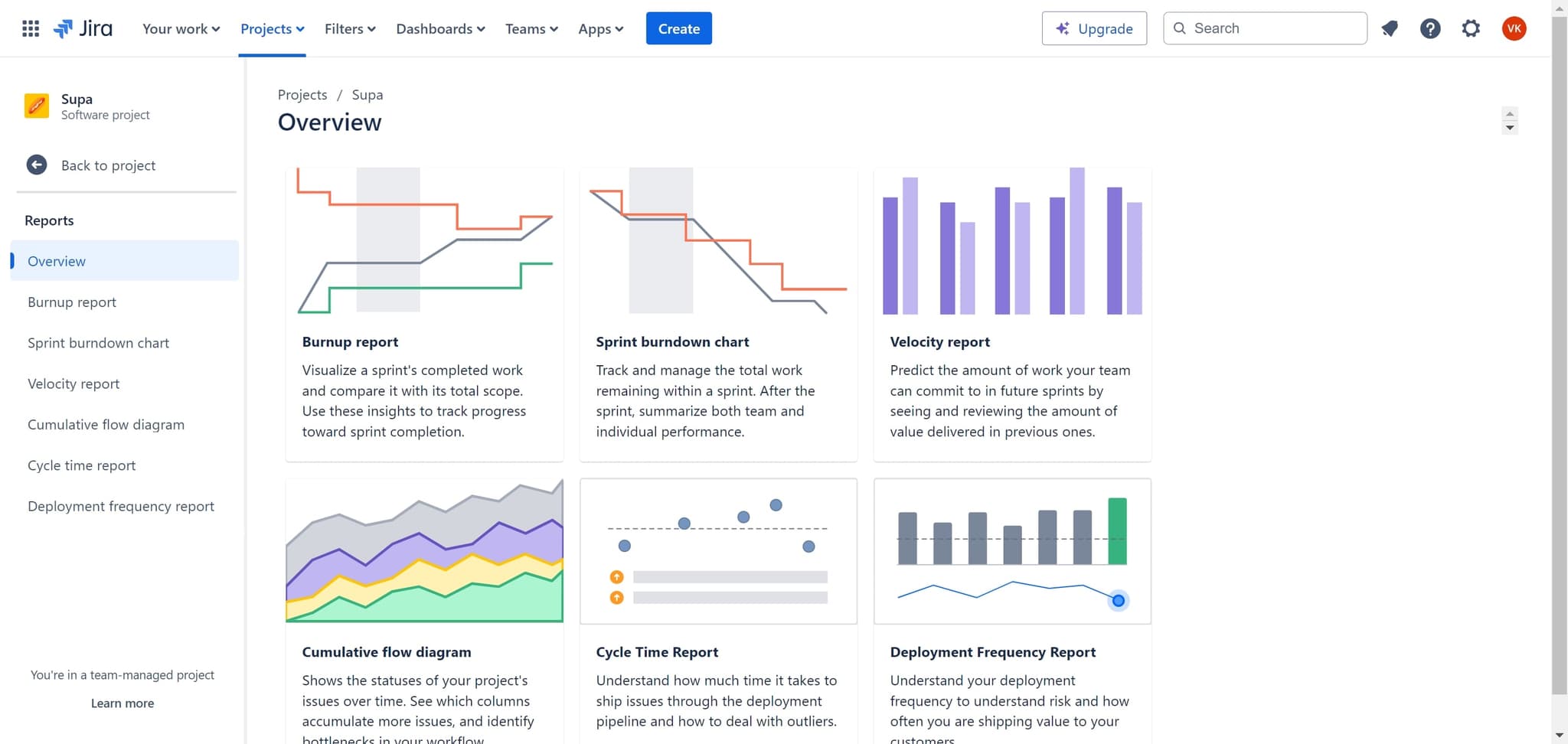 Filter reports by Projects