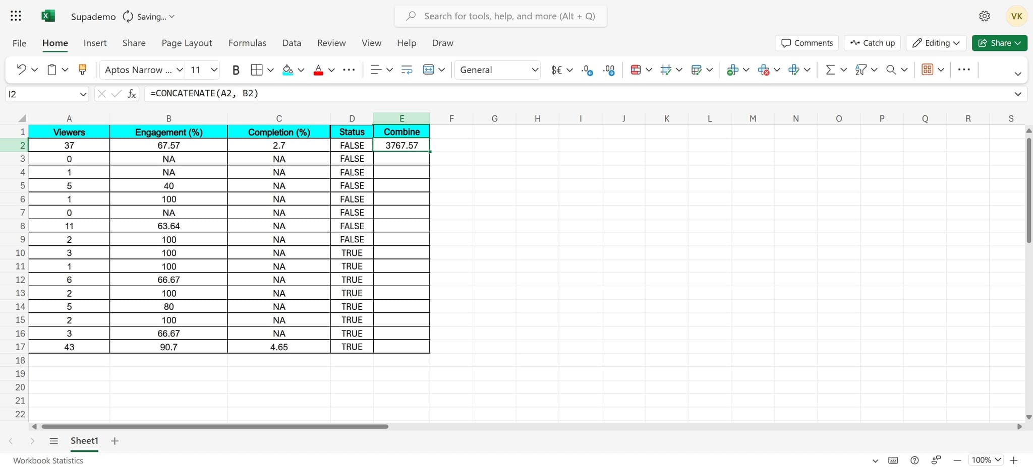 Press Enter to apply the formula