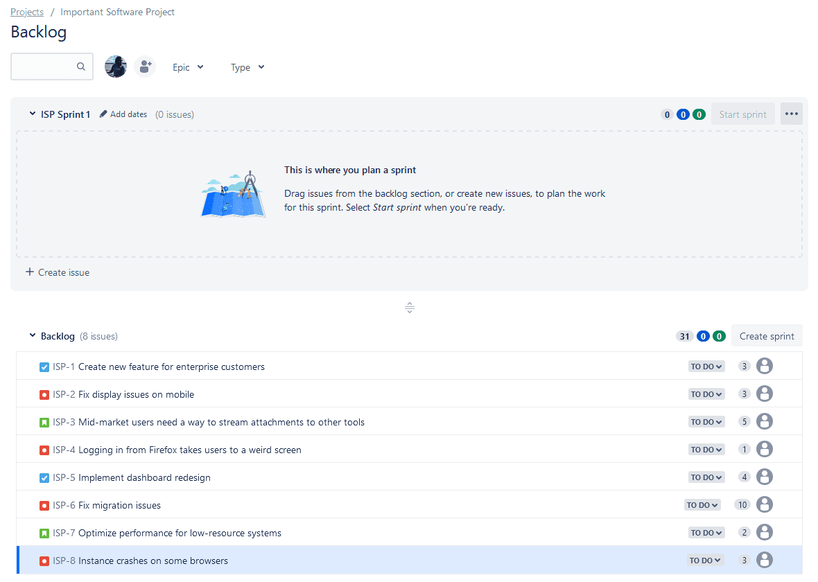 Configure sprint settings and launch