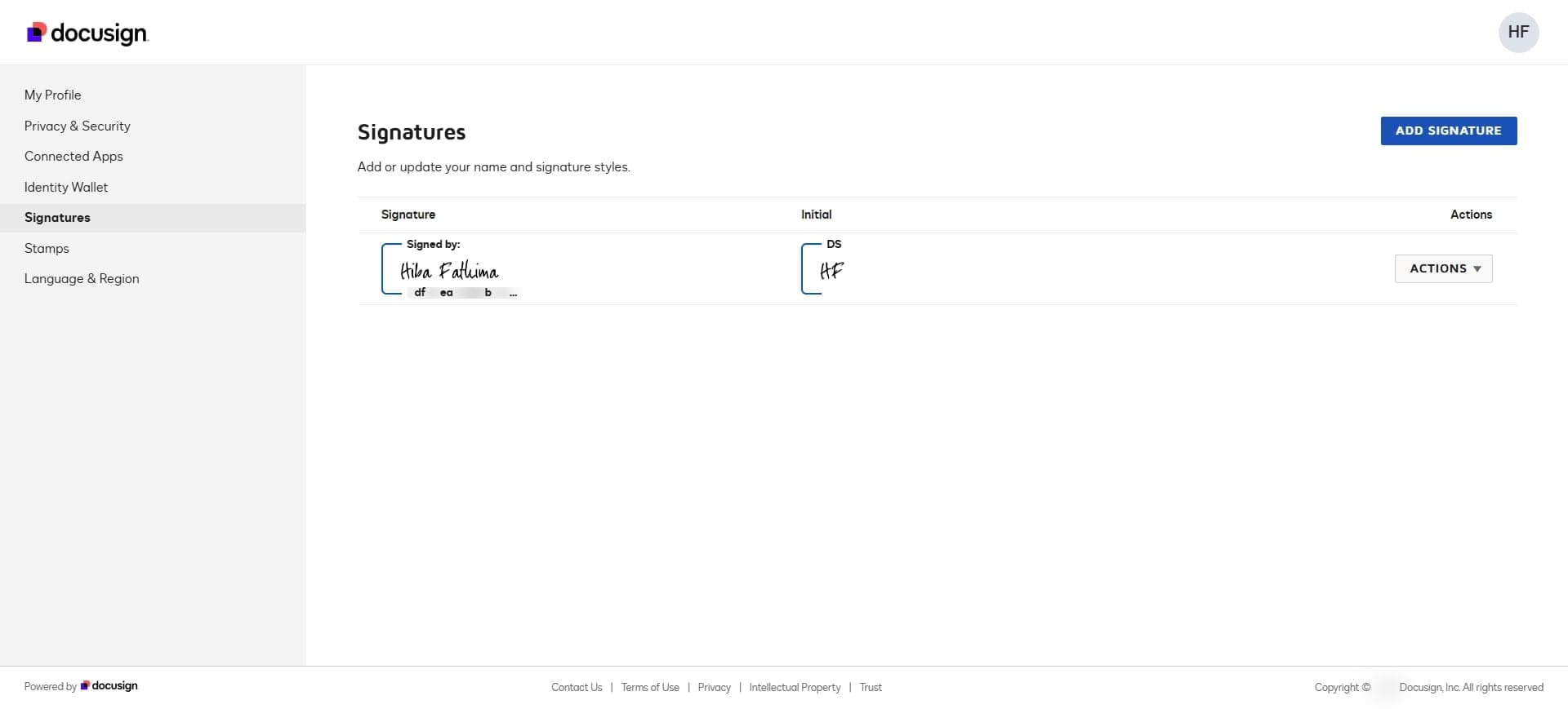 Click ADD SIGNATURE button