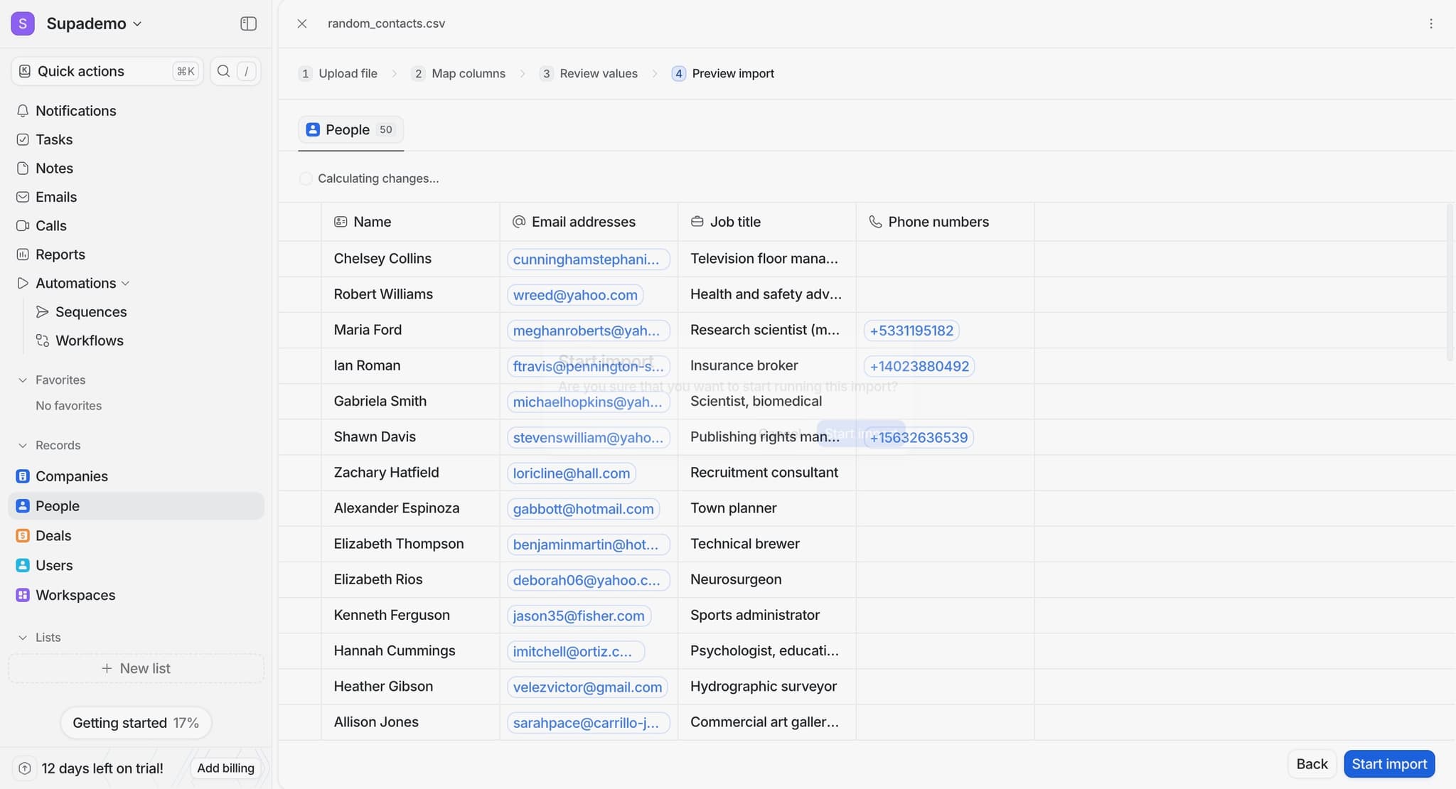 Set import preferences