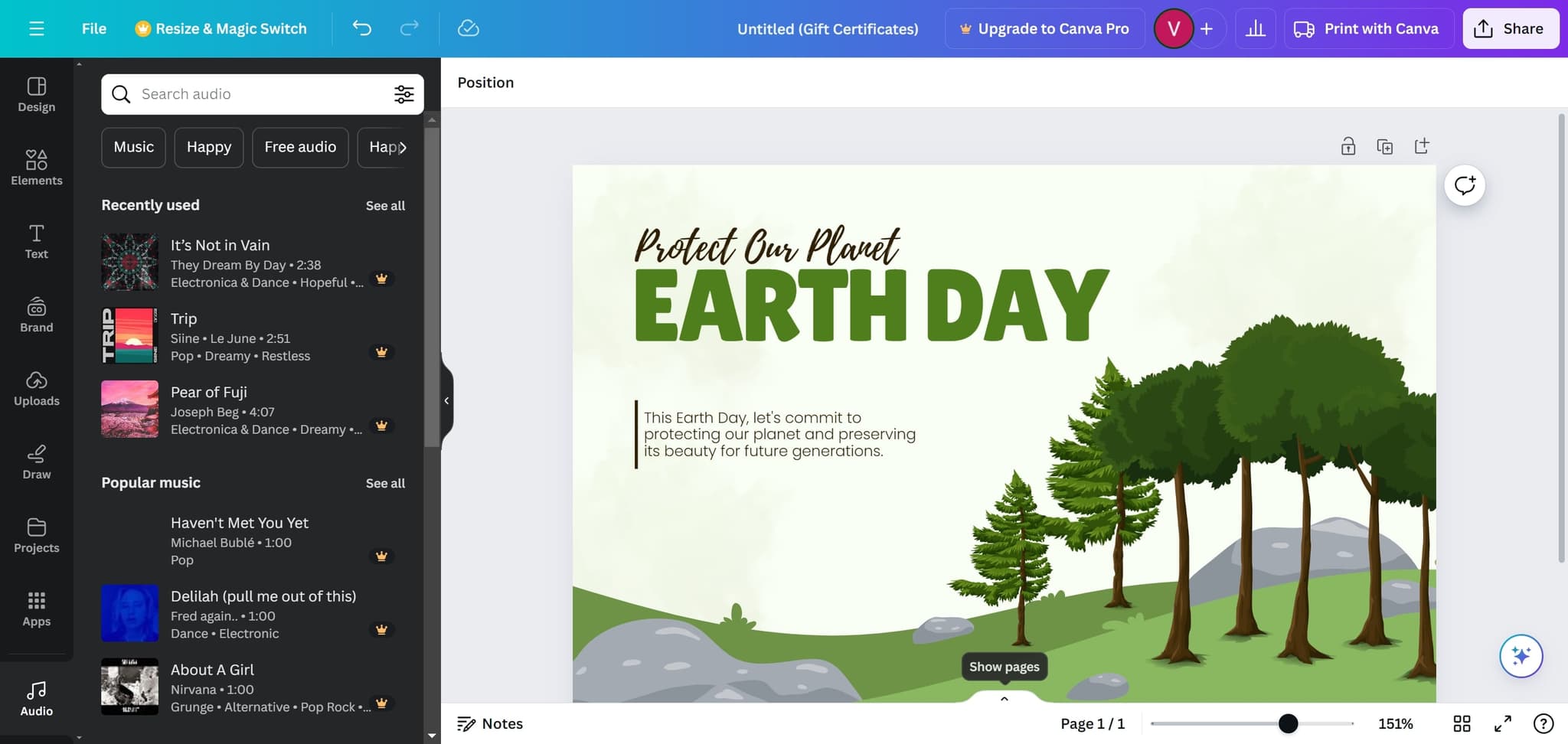 Select your music element