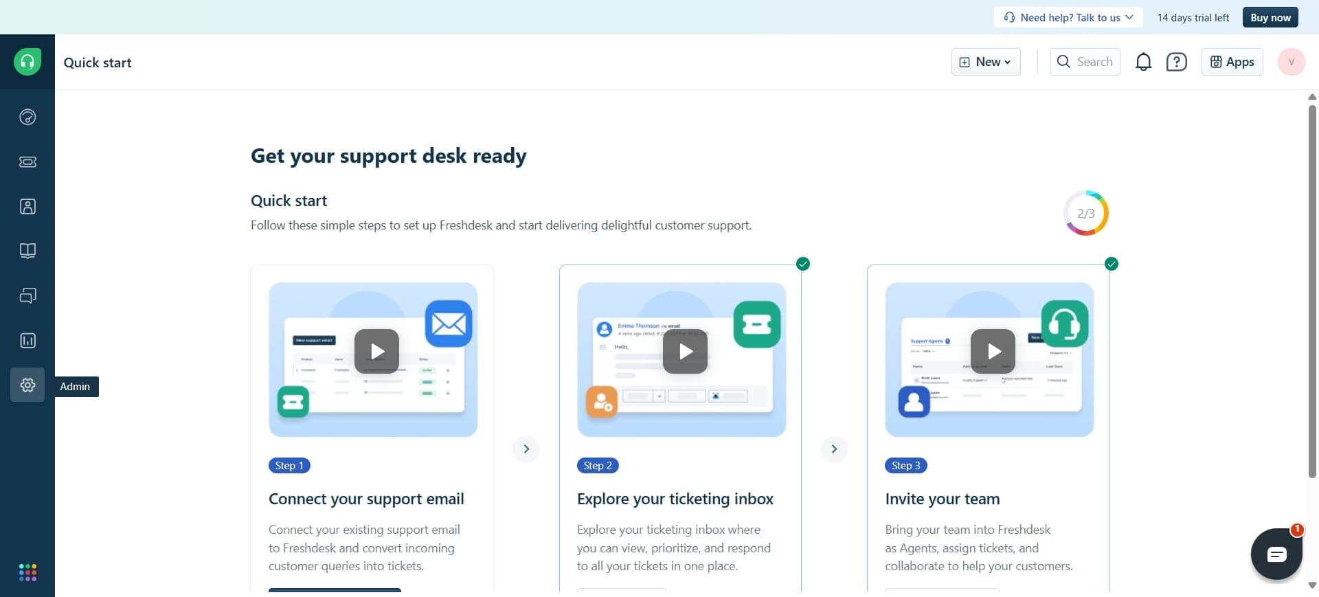 Log in to Freshdesk account
